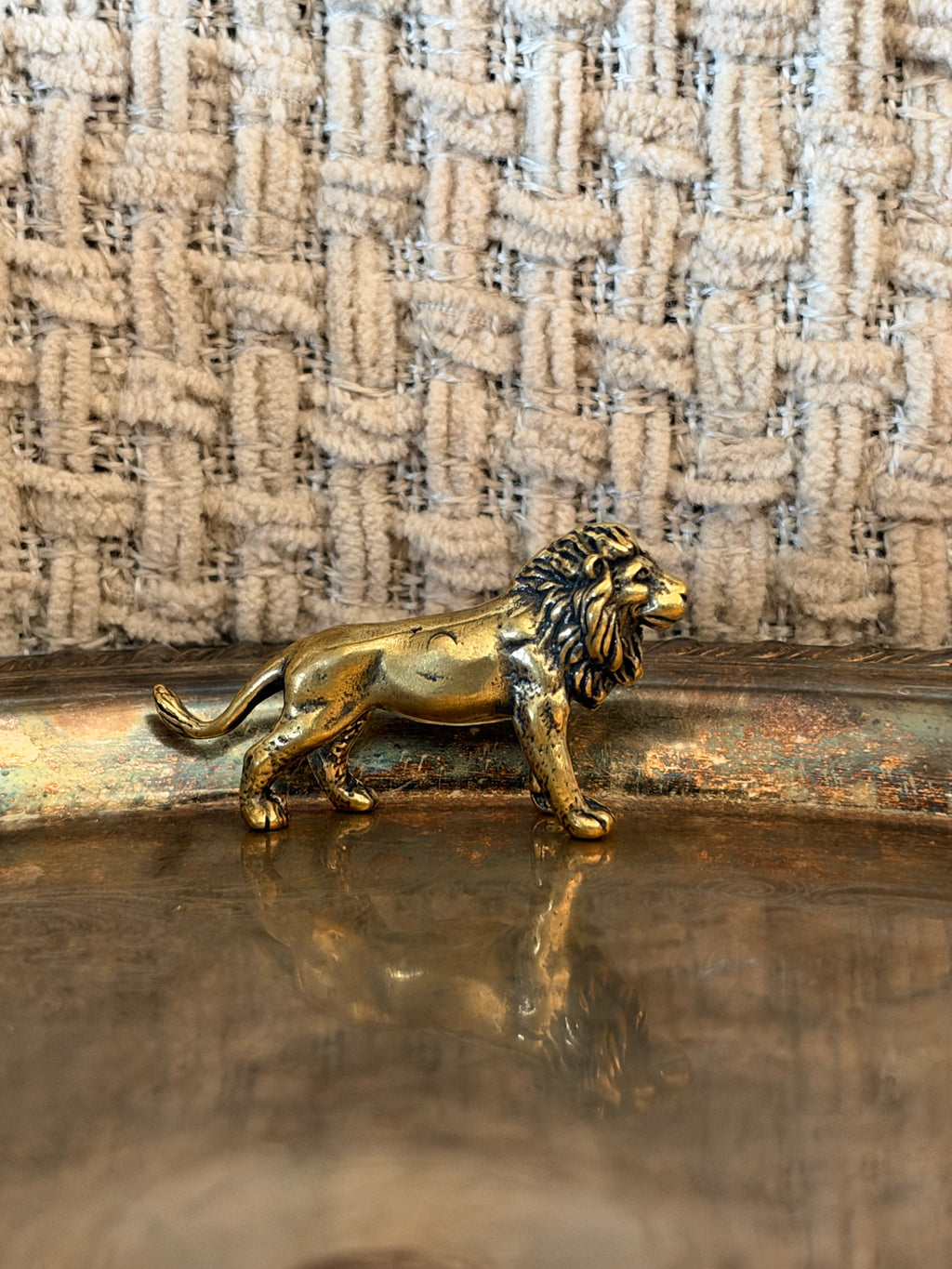 Antique Brass Lion Trinket