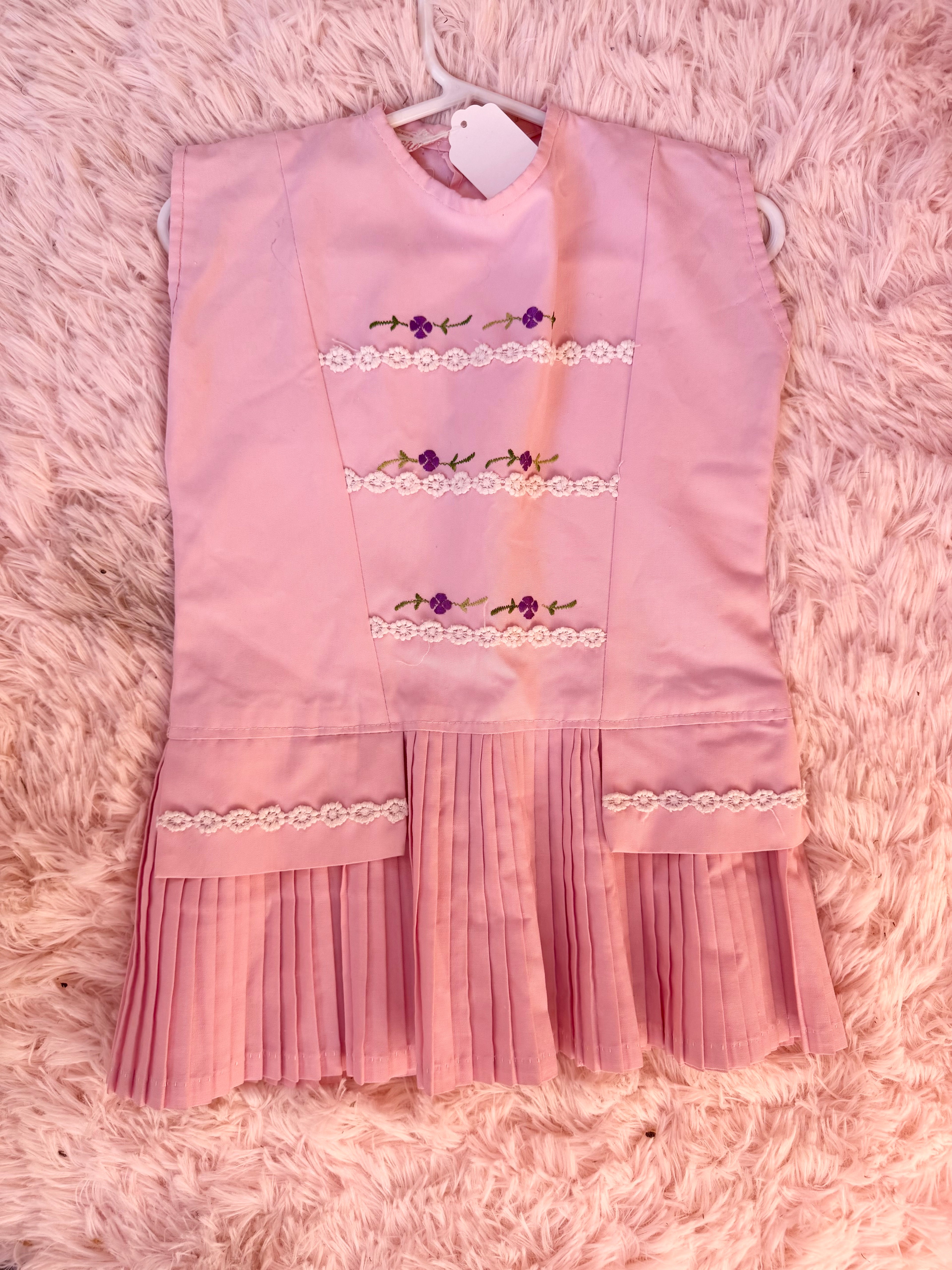 Vintage Pink Pleated Dress