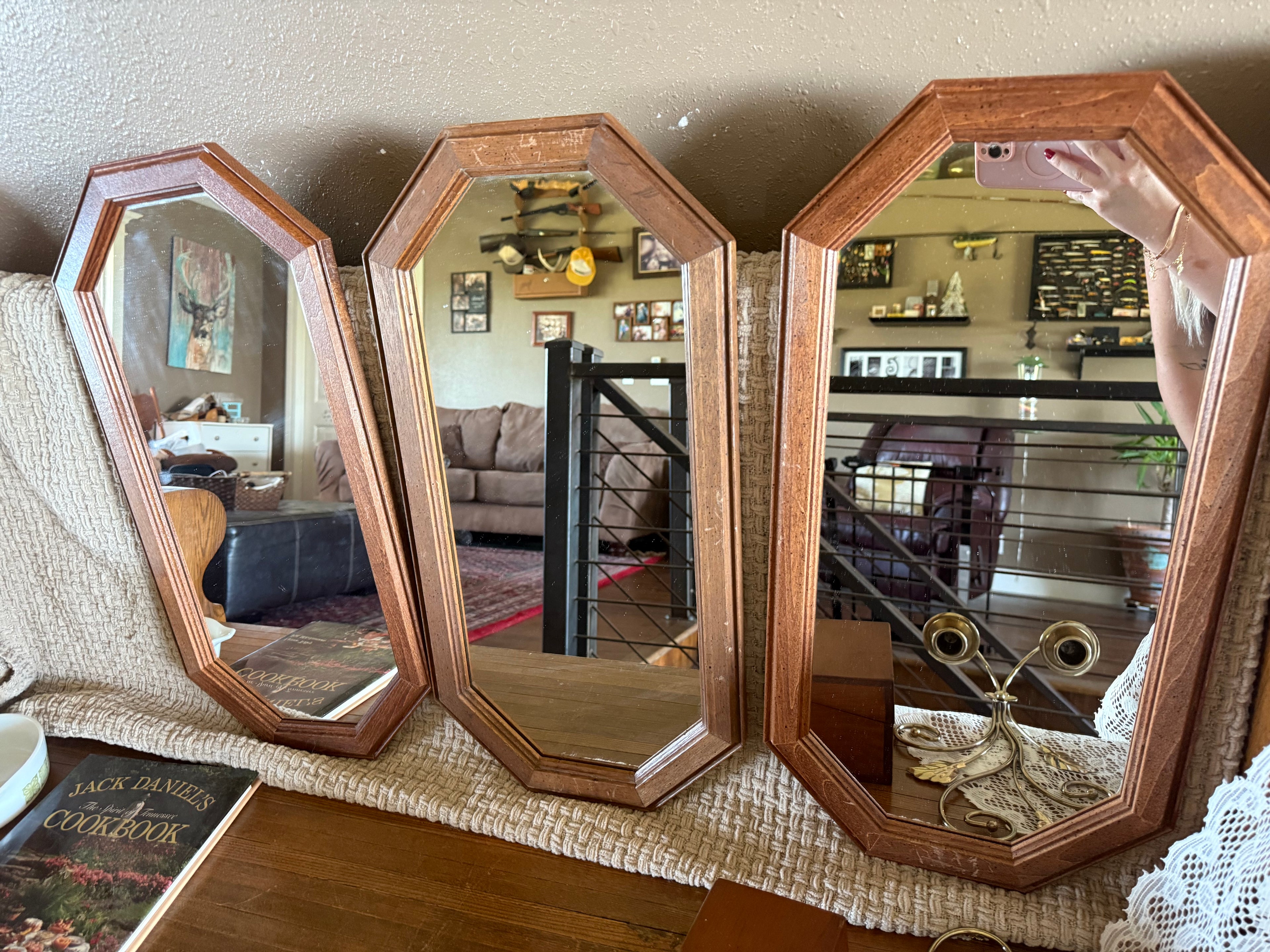 3-piece Antique Wooden Mirrors