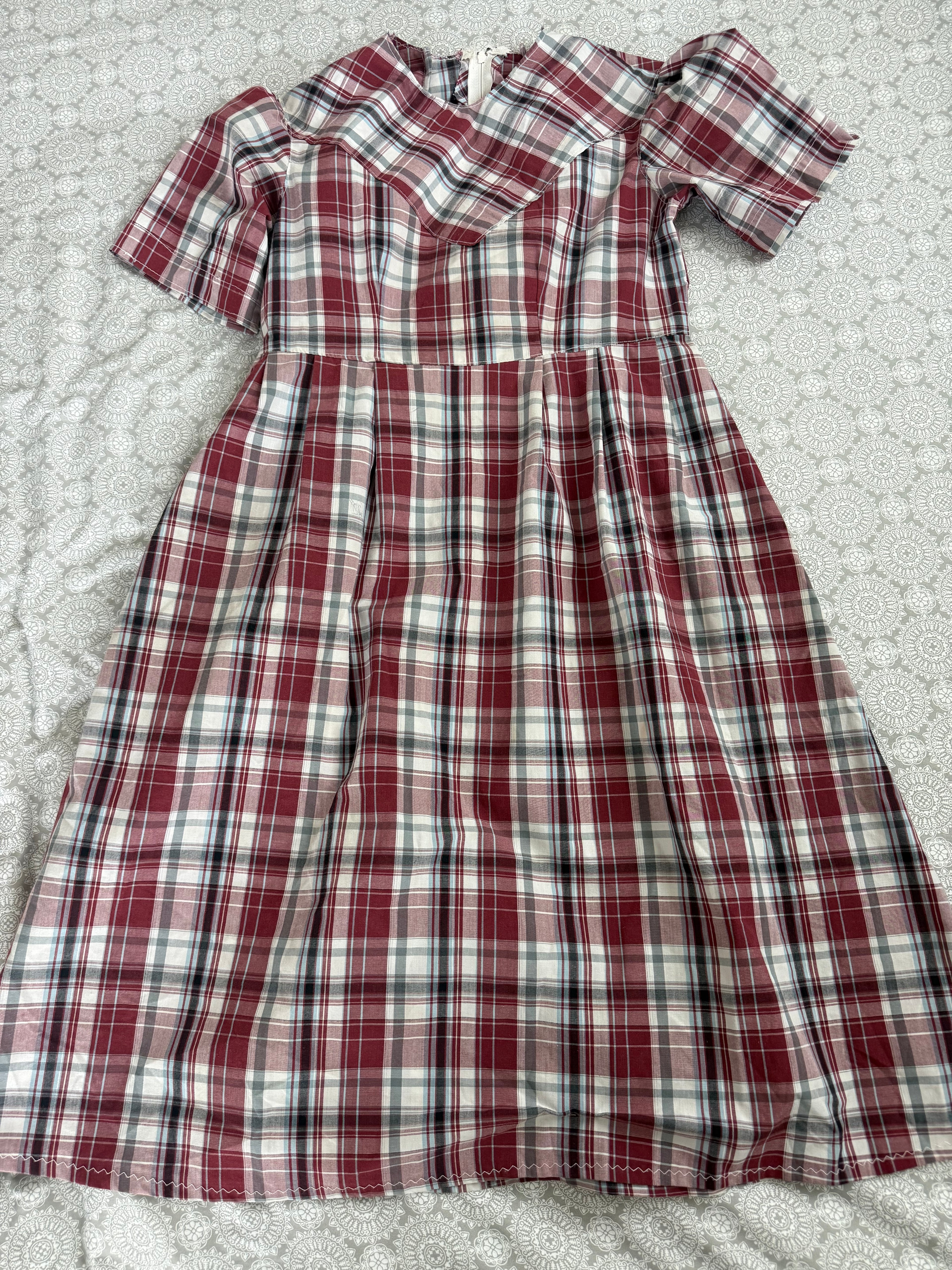 Vintage Maroon Plaid Dress