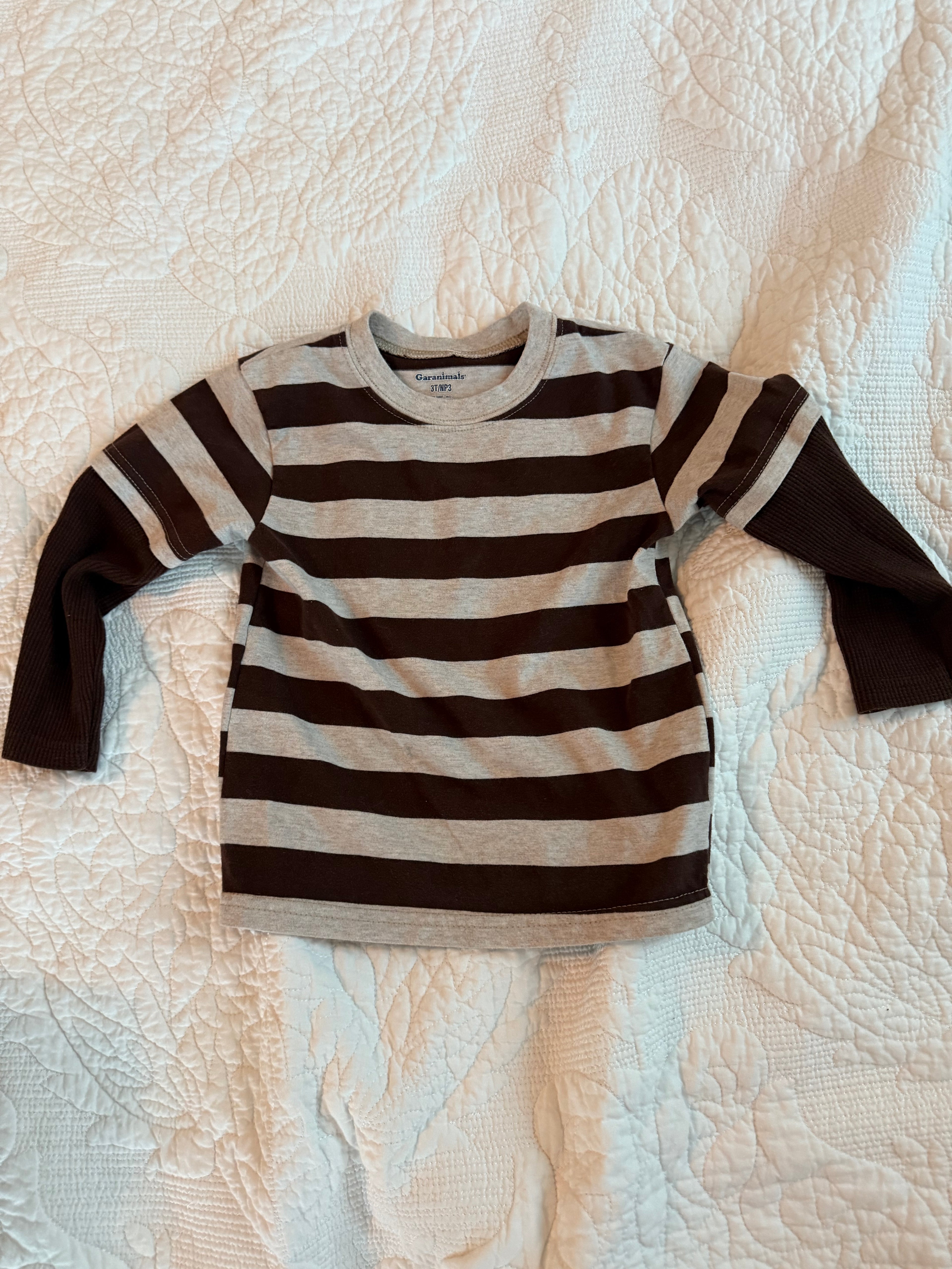 Y2K Brown Striped Tee over Brown Long Sleeve