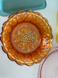 Vintage Harvest Grape Carnival Glass Bowl