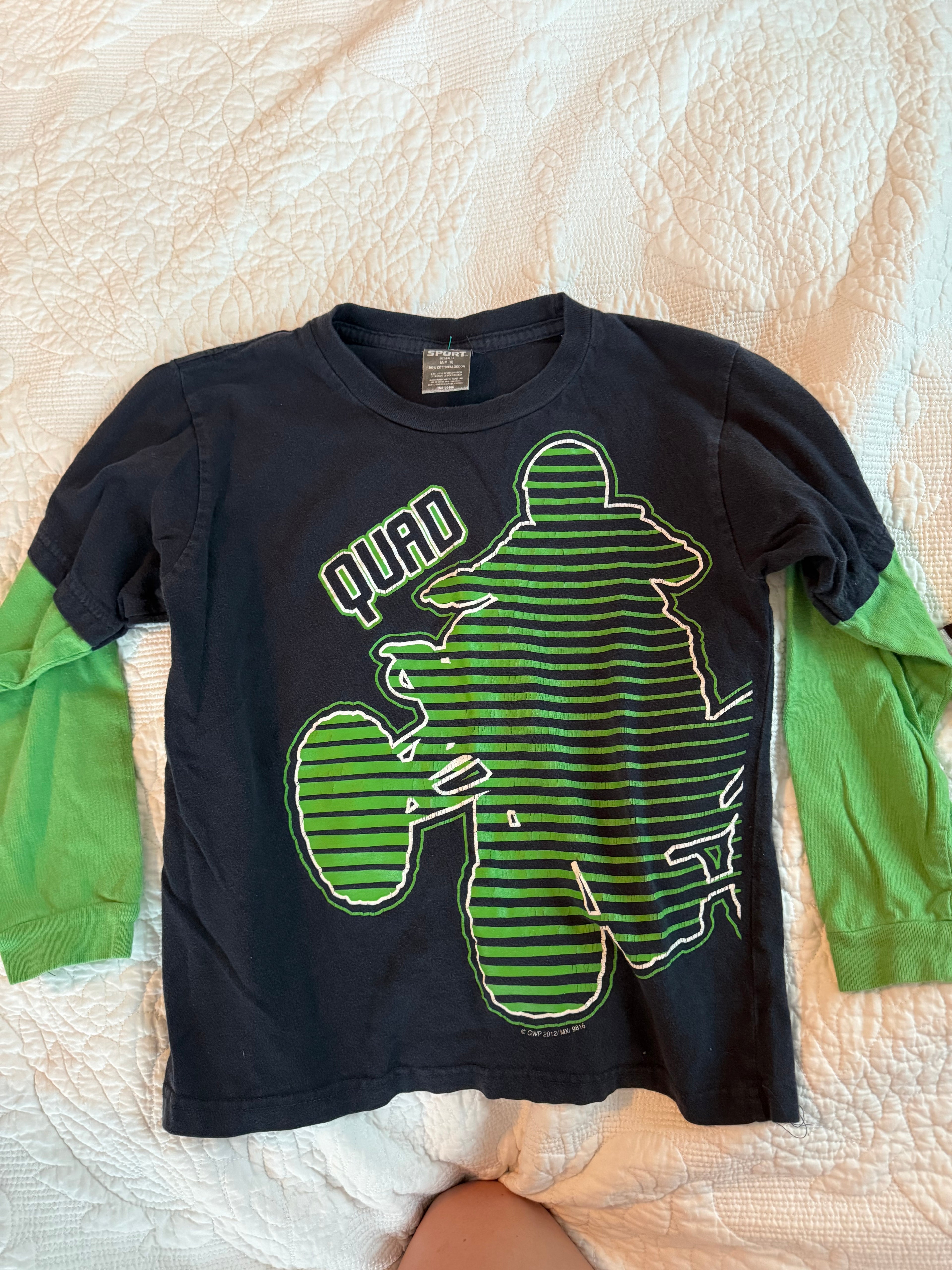 Y2K Quad Tee with Green Undersleeve