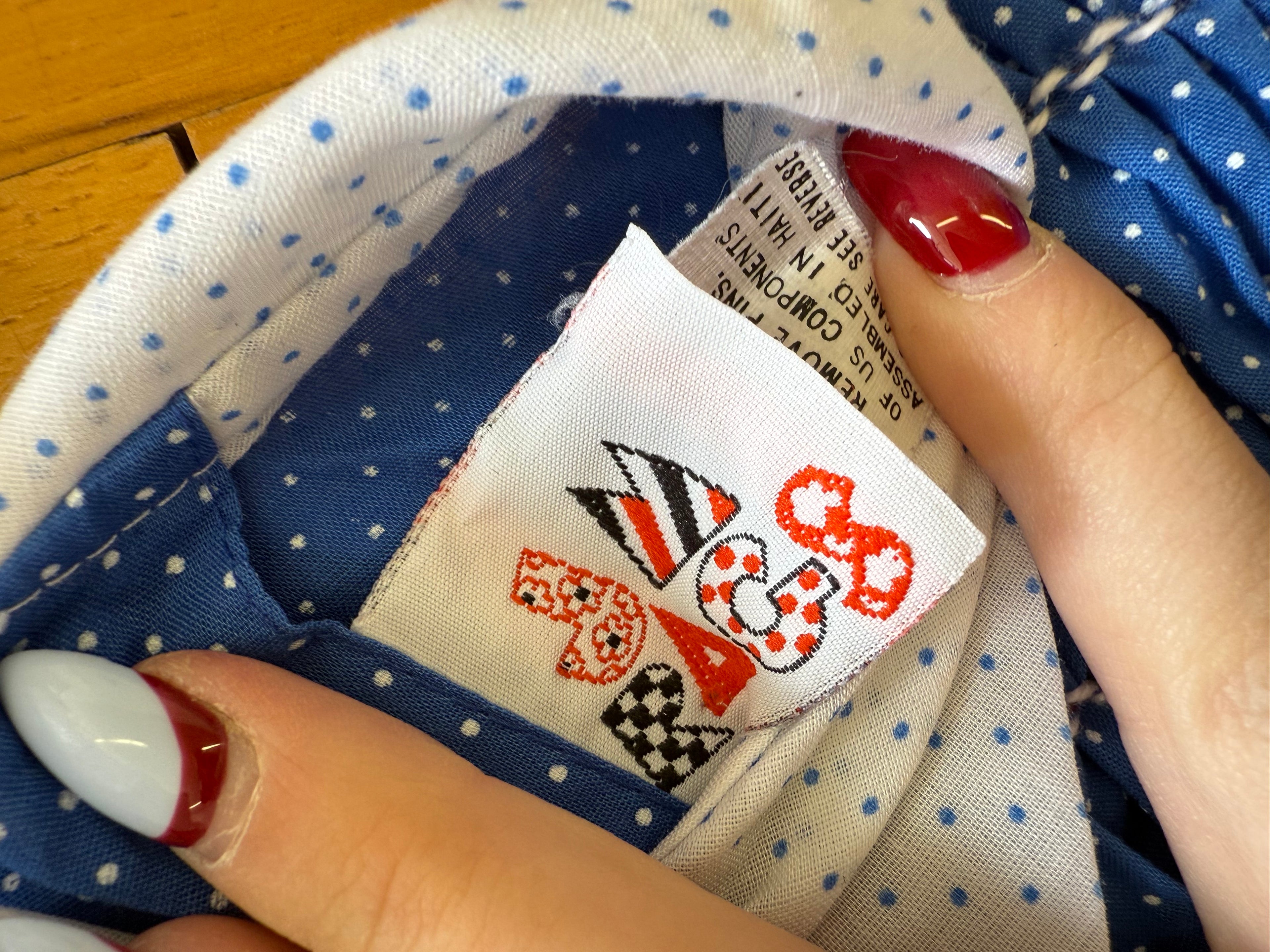 Vintage Blue Polka-Dot Smocked Dress