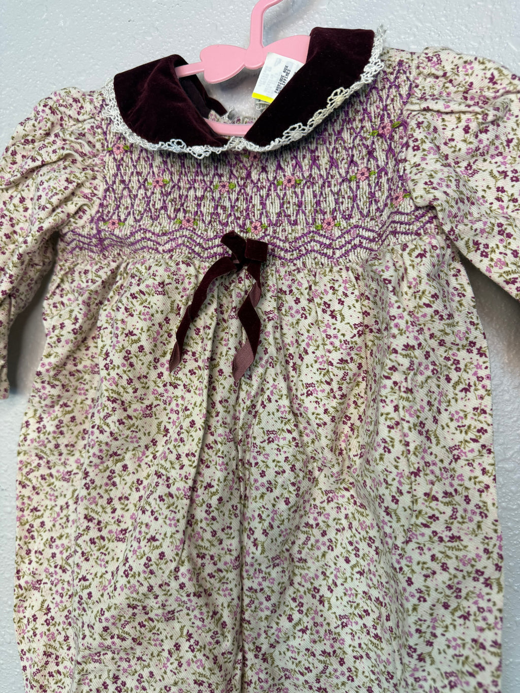 Vintage Smocked Purple Floral Jumper
