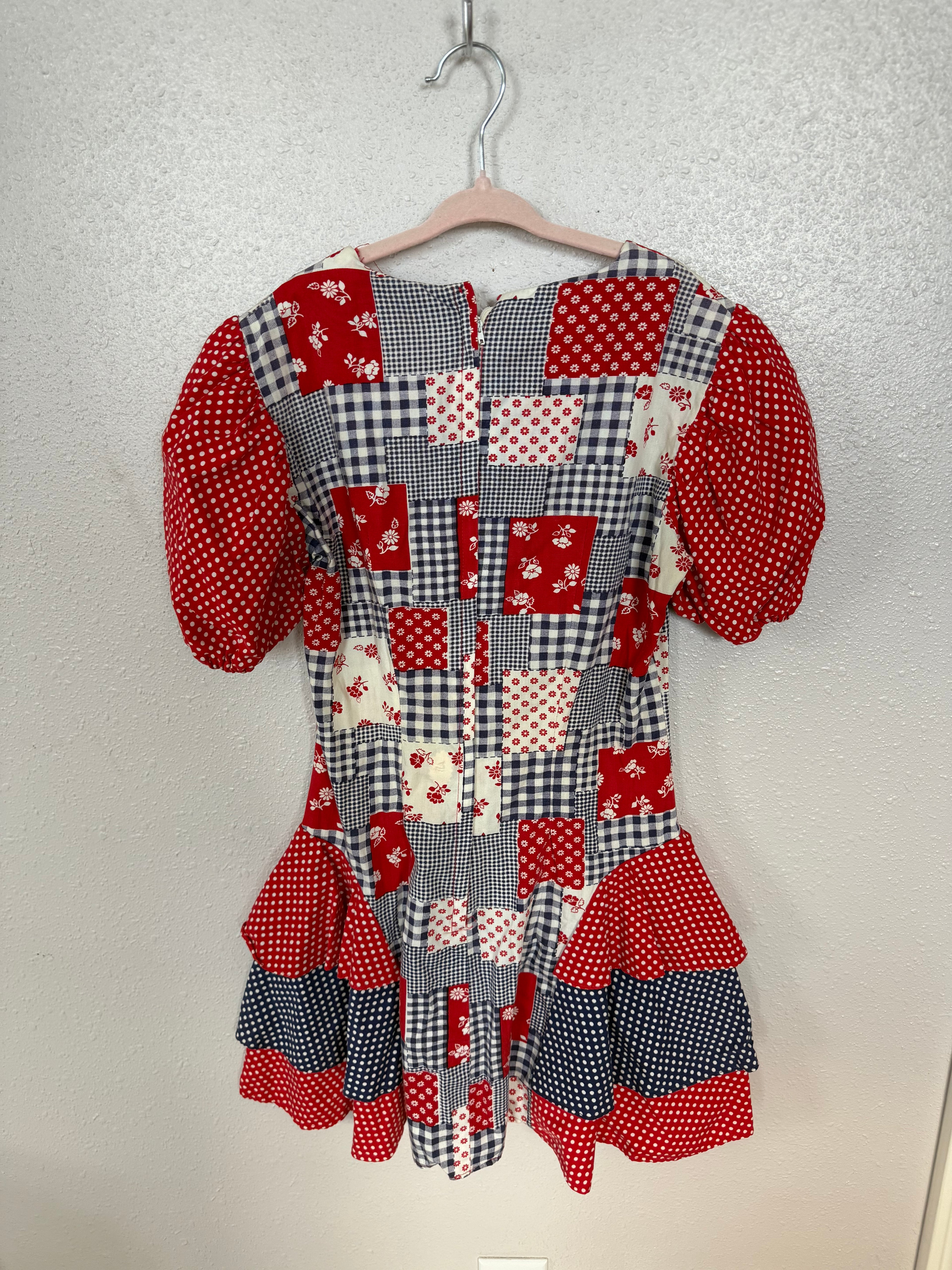 Vintage Patchwork Ruffle Dress