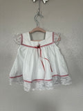 Vintage White Laced Dress With Red Detailing