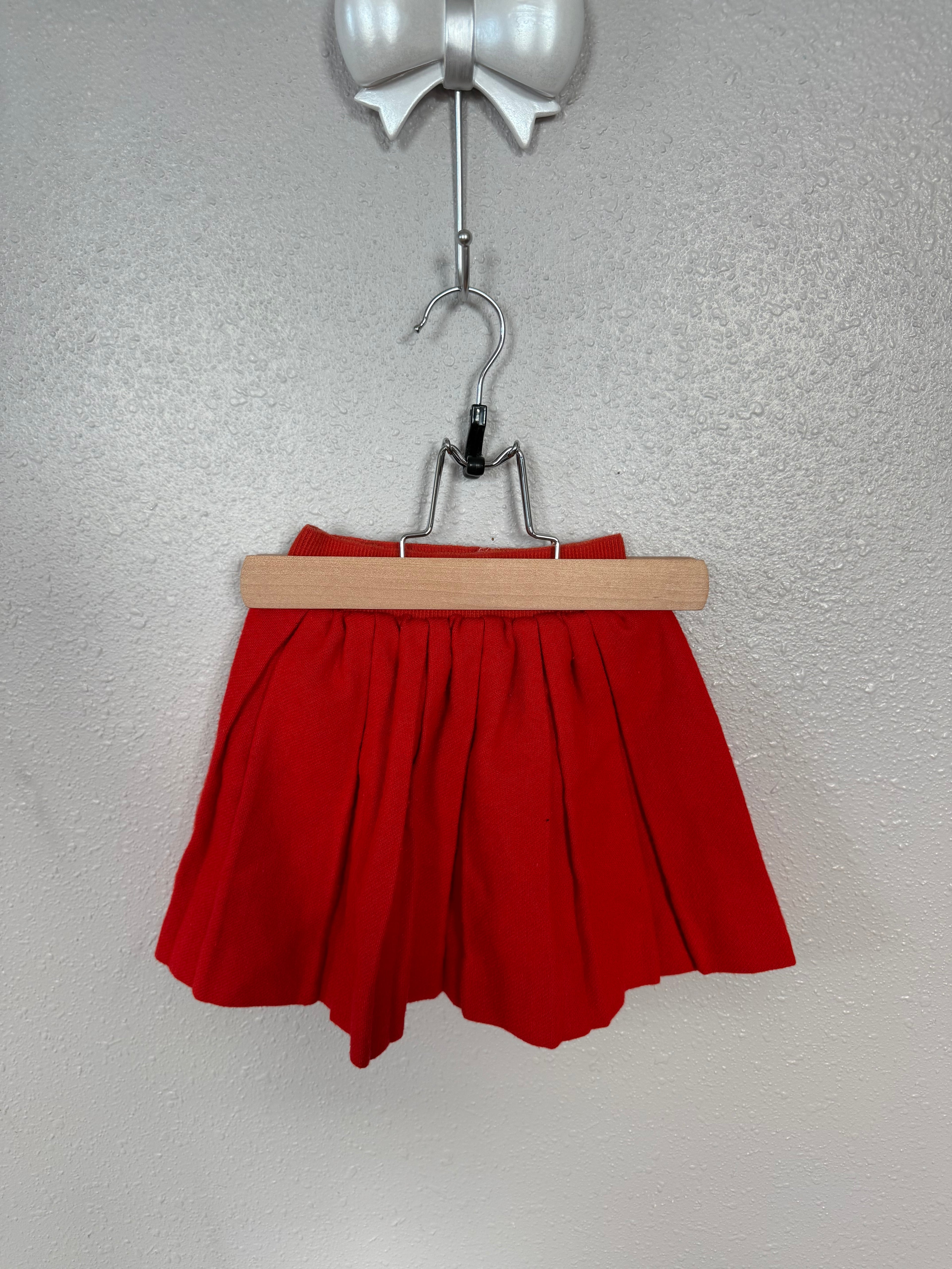 Vintage Red Pleated Skirt