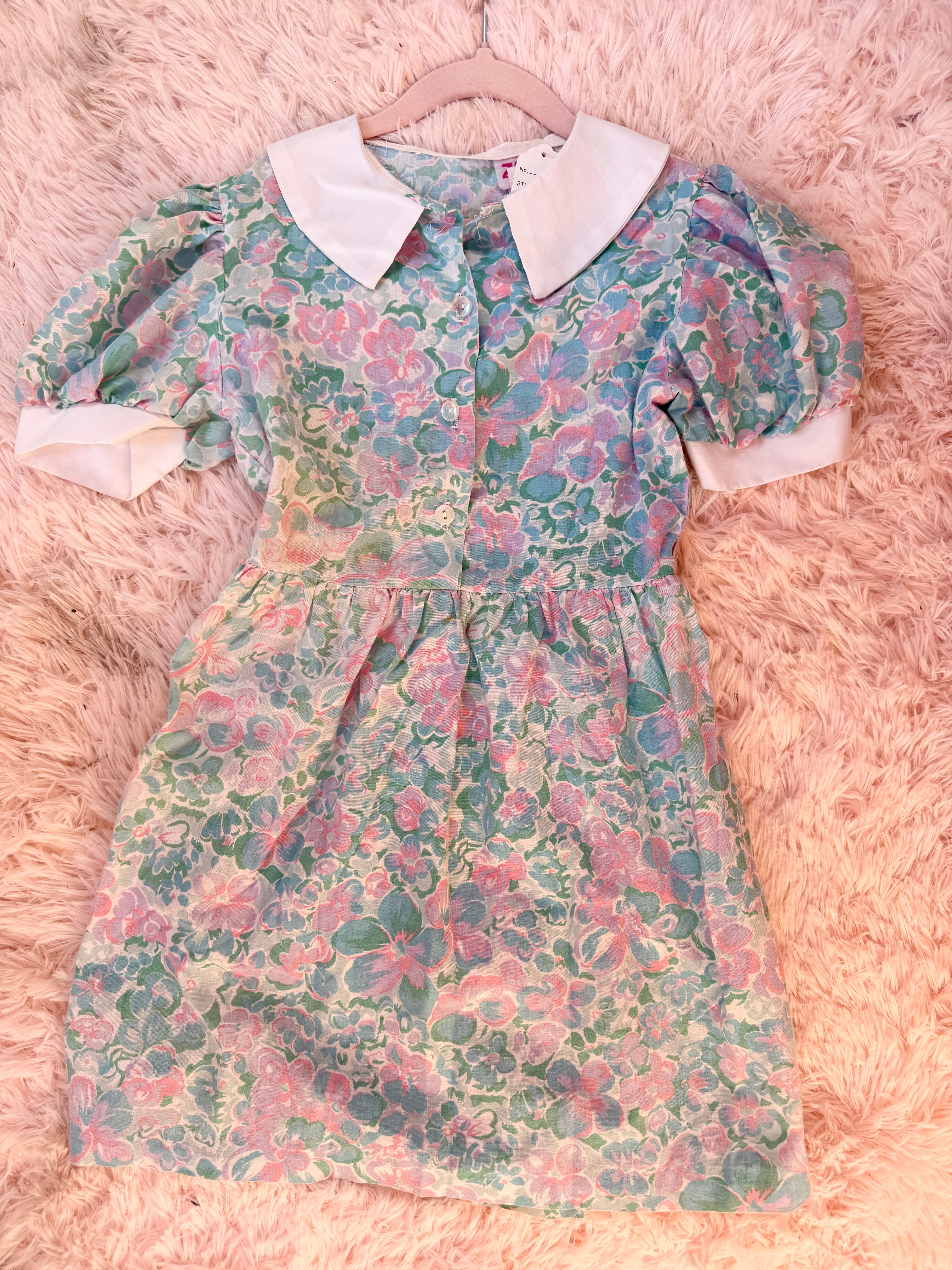 Vintage Pink/Blue/Green Floral Dress