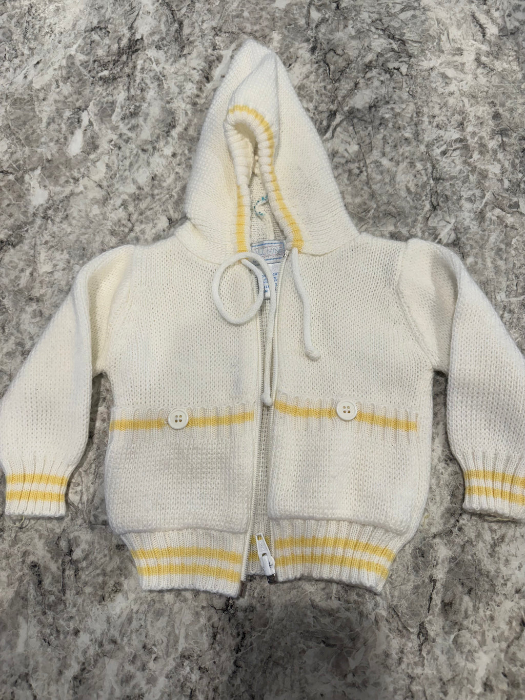 Vintage Yellow Knit Hooded Jacket