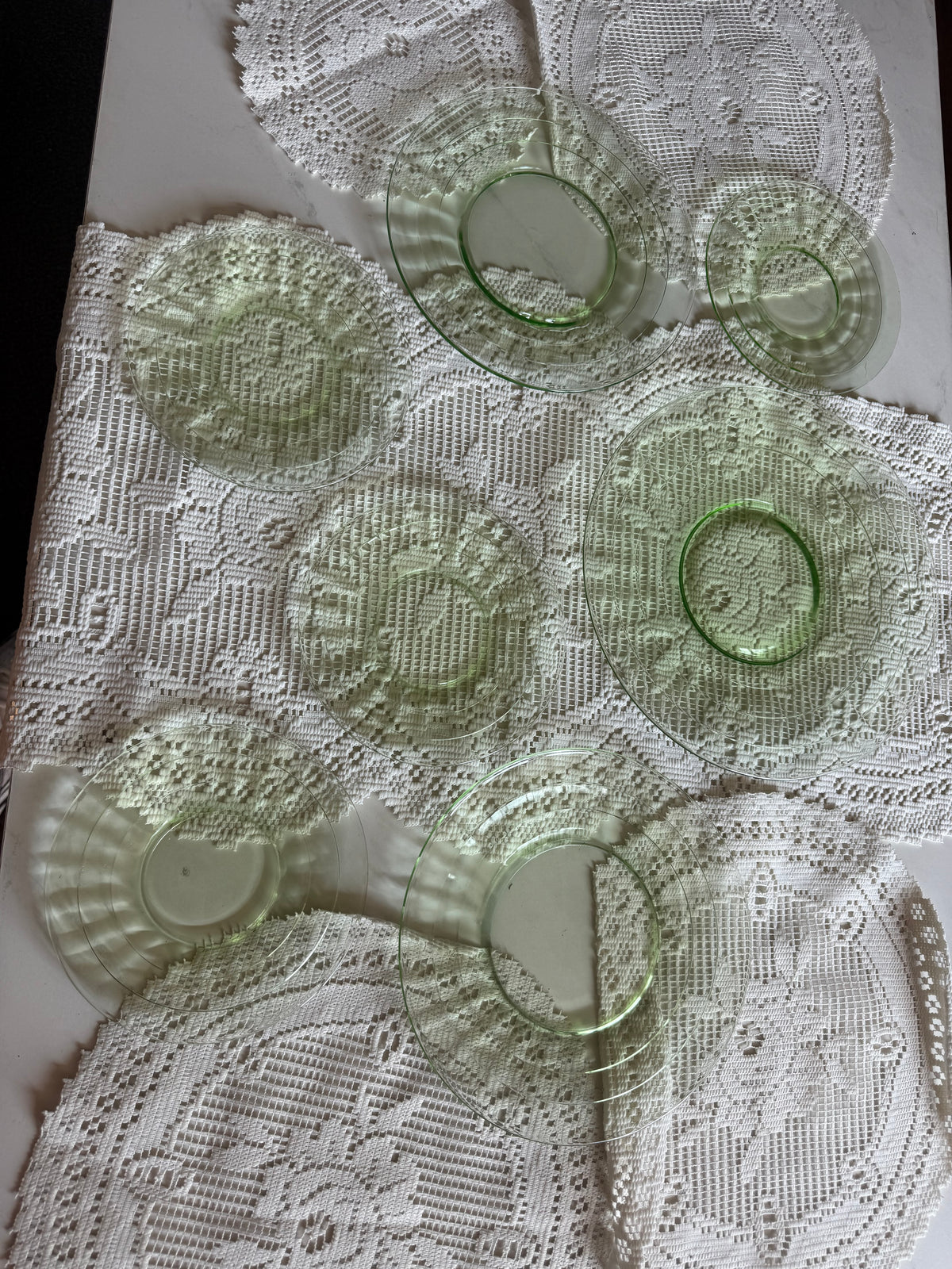 1930s Uranium Glass Collection • Set of 7