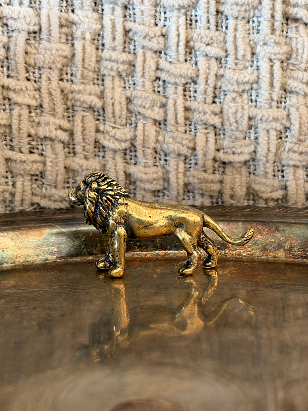 Antique Brass Lion Trinket