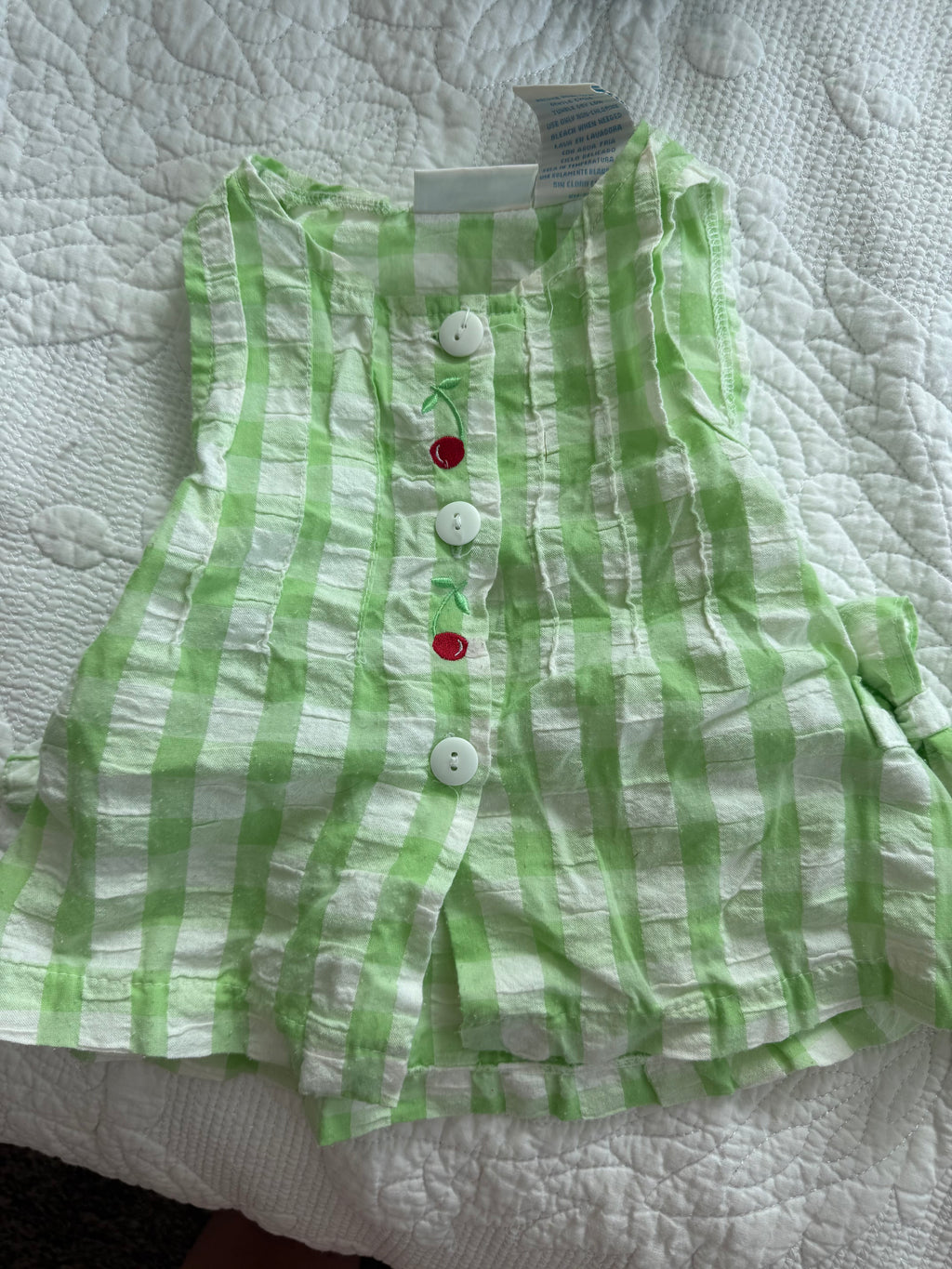 Vintage Green Gingham Cherry Tank
