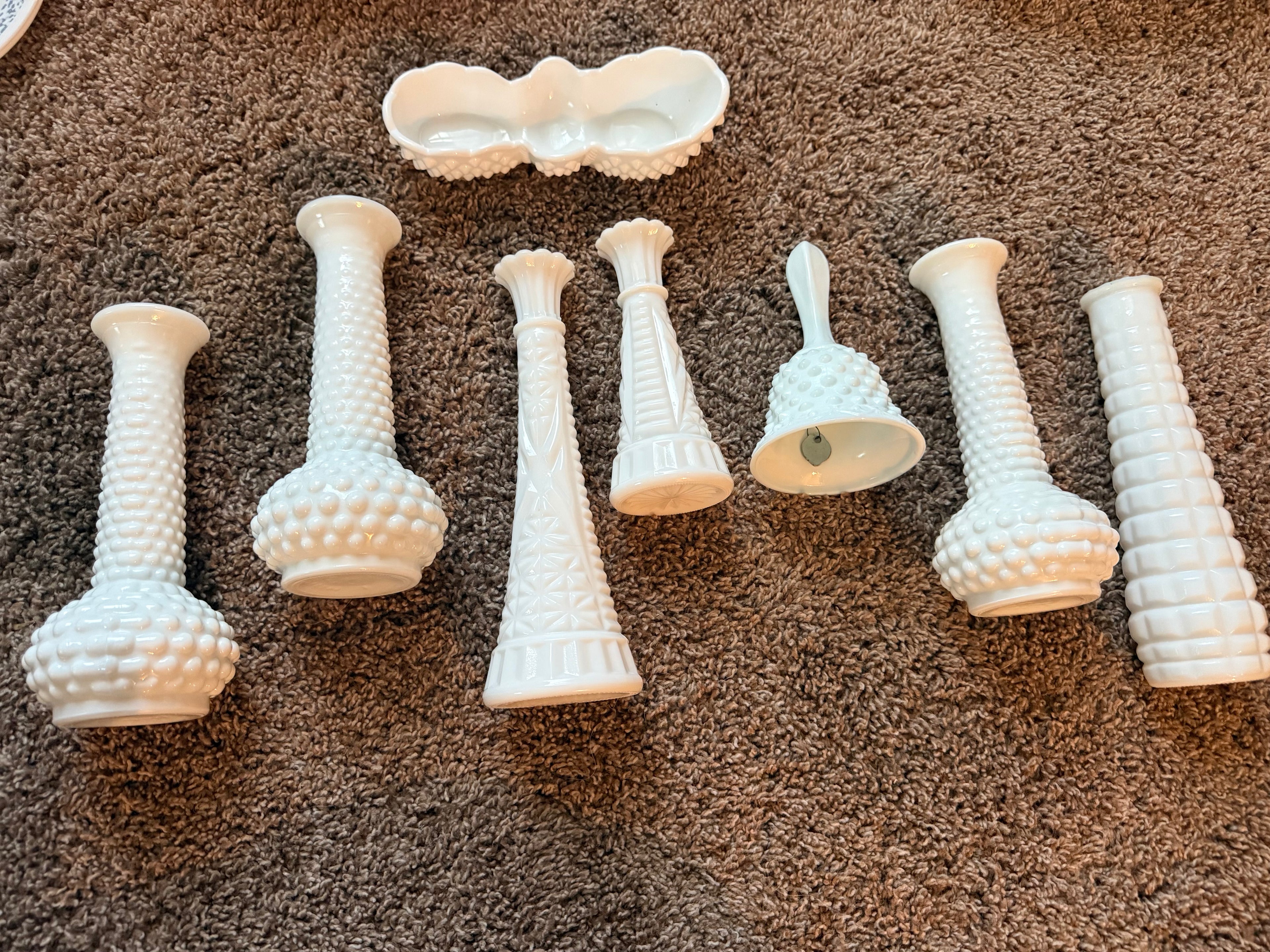 Antique Milk Glass Lot of 8