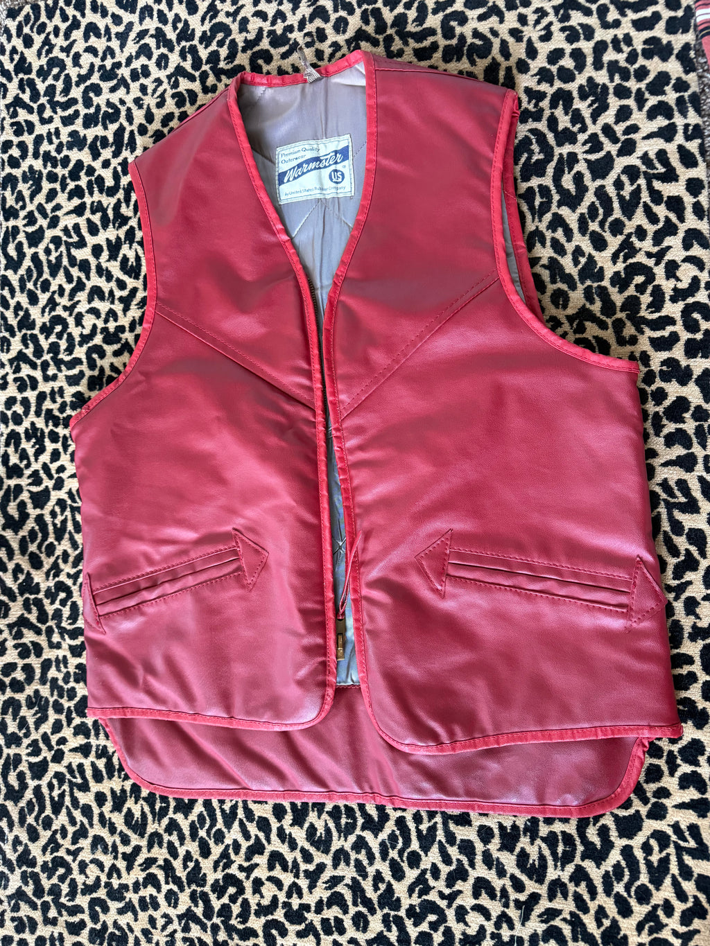 Vintage Red Leather Vest