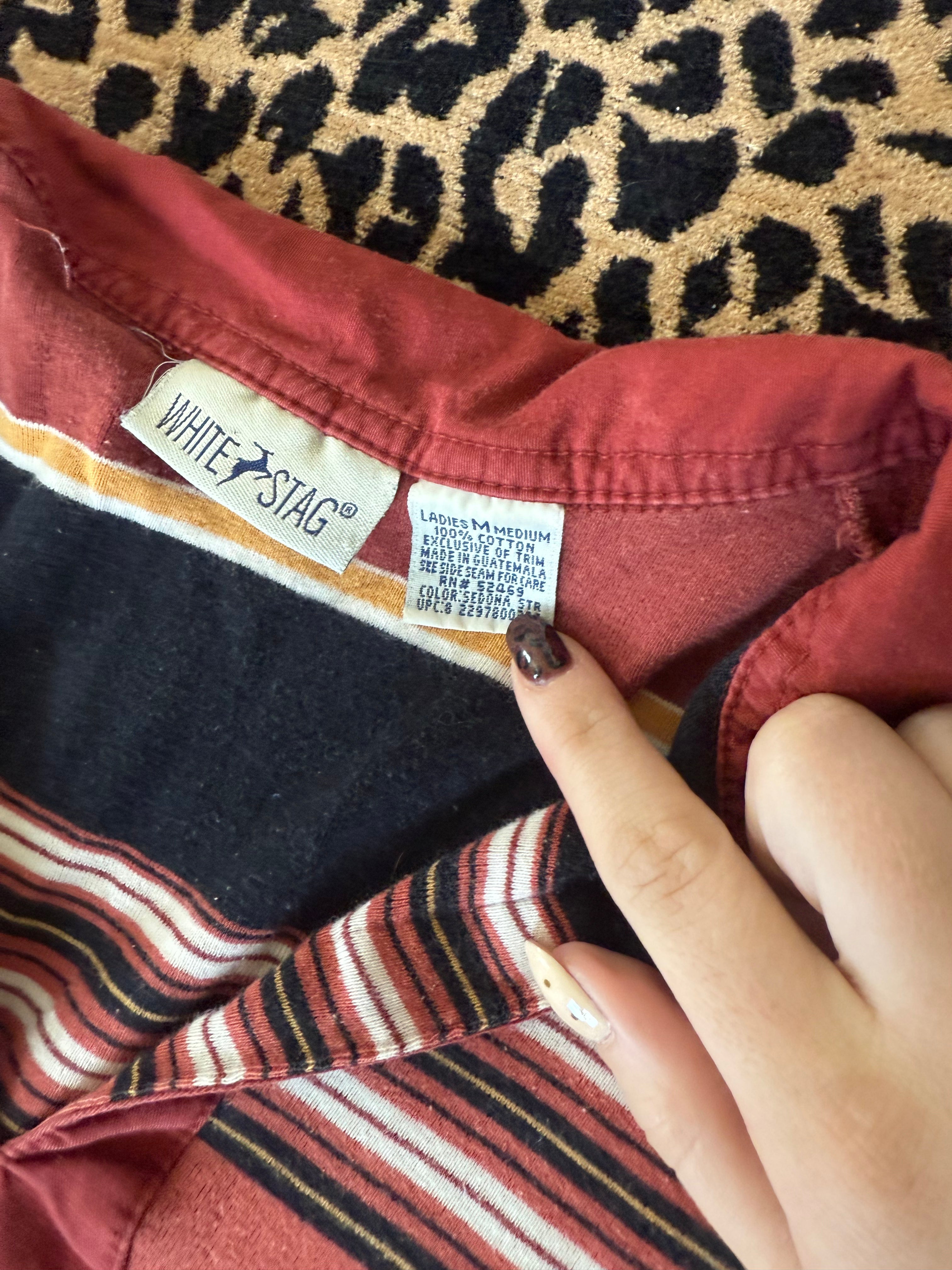 Vintage Collared Rust Striped Tank