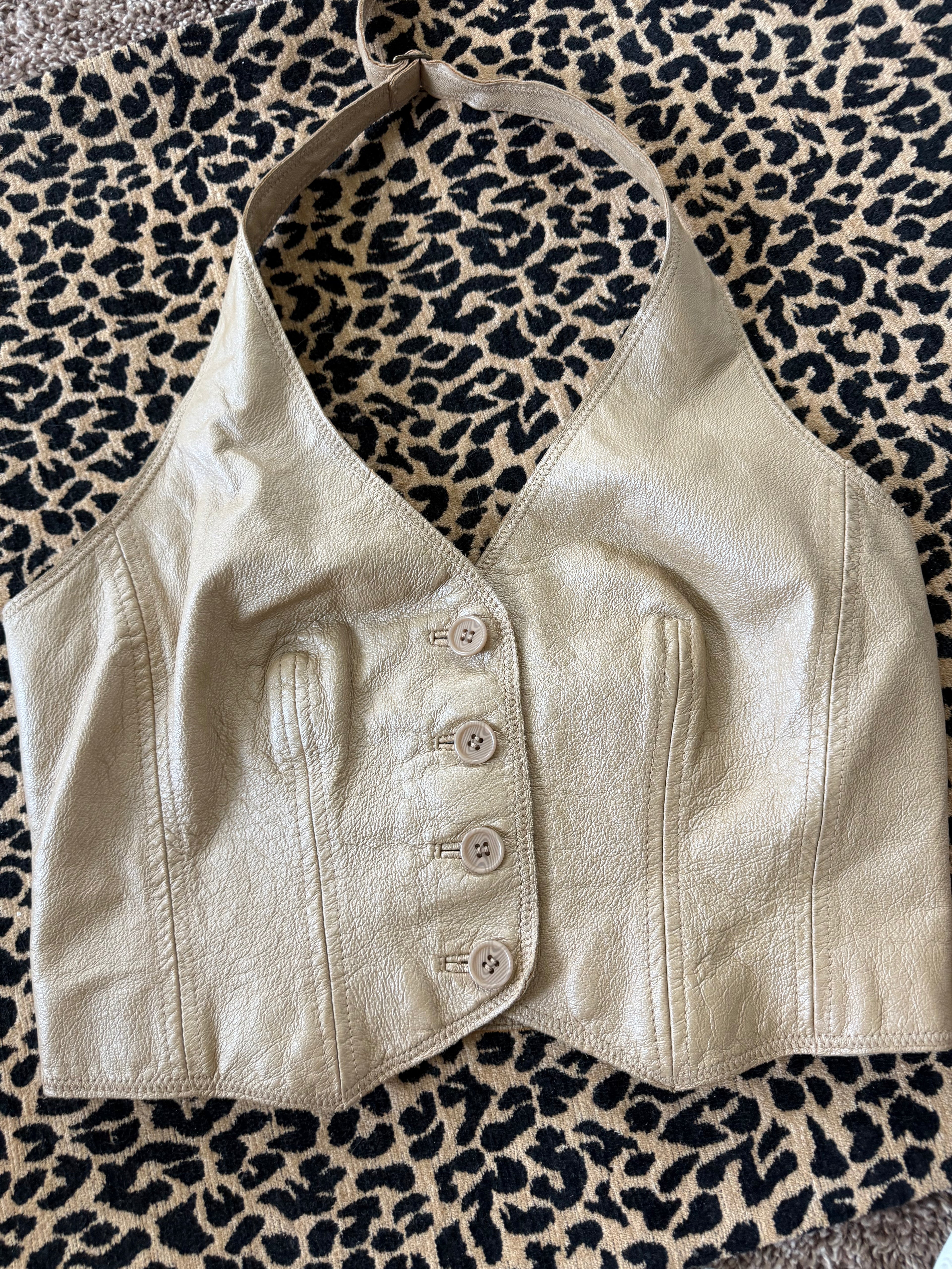 Vintage Tan Leather Halter Top