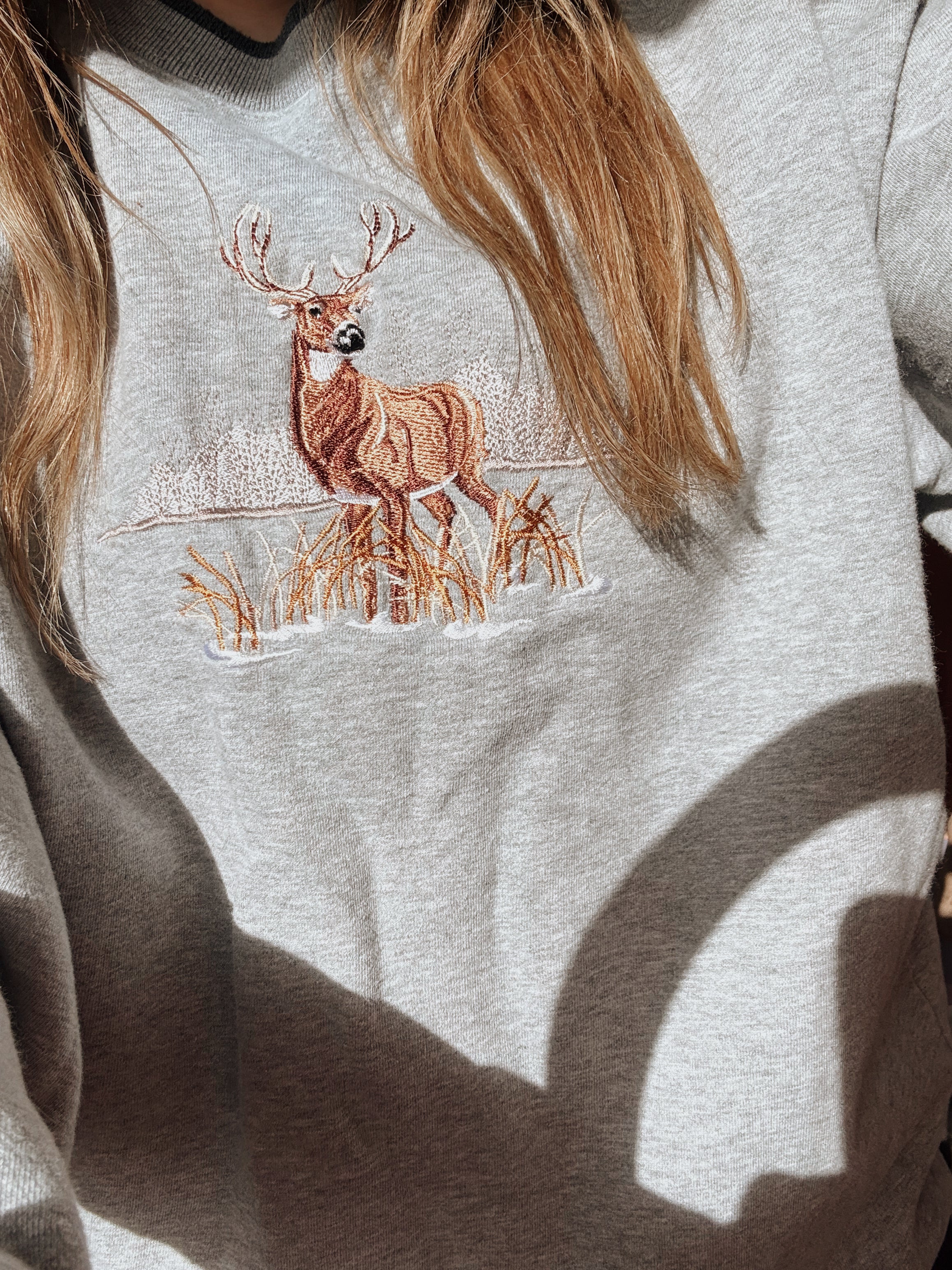Vintage Deer Embroidered Crewneck