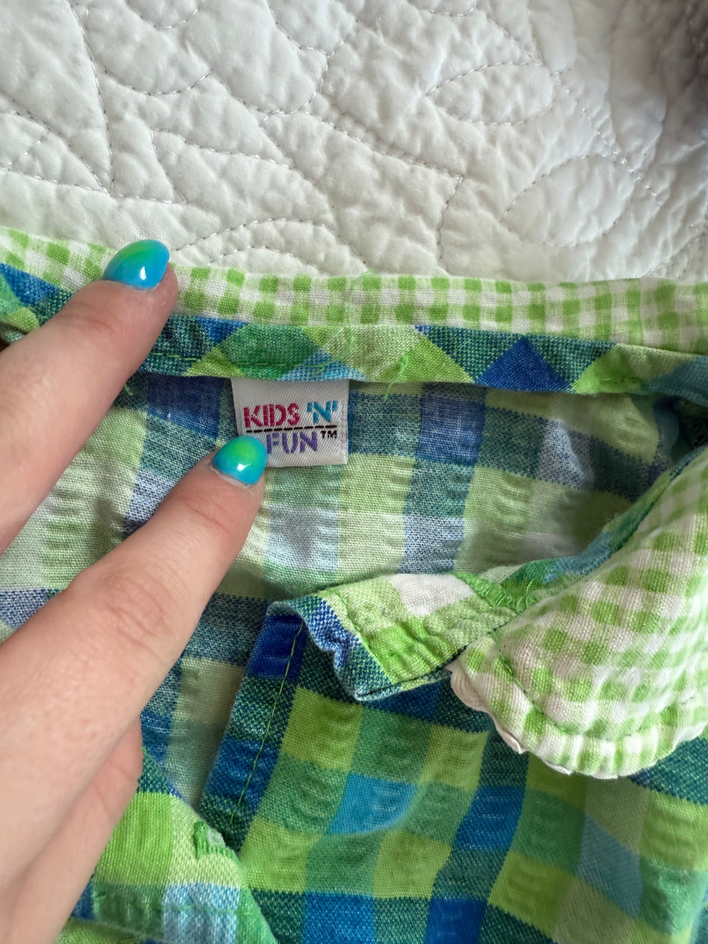 Vintage Blue and Green Plaid Blouse
