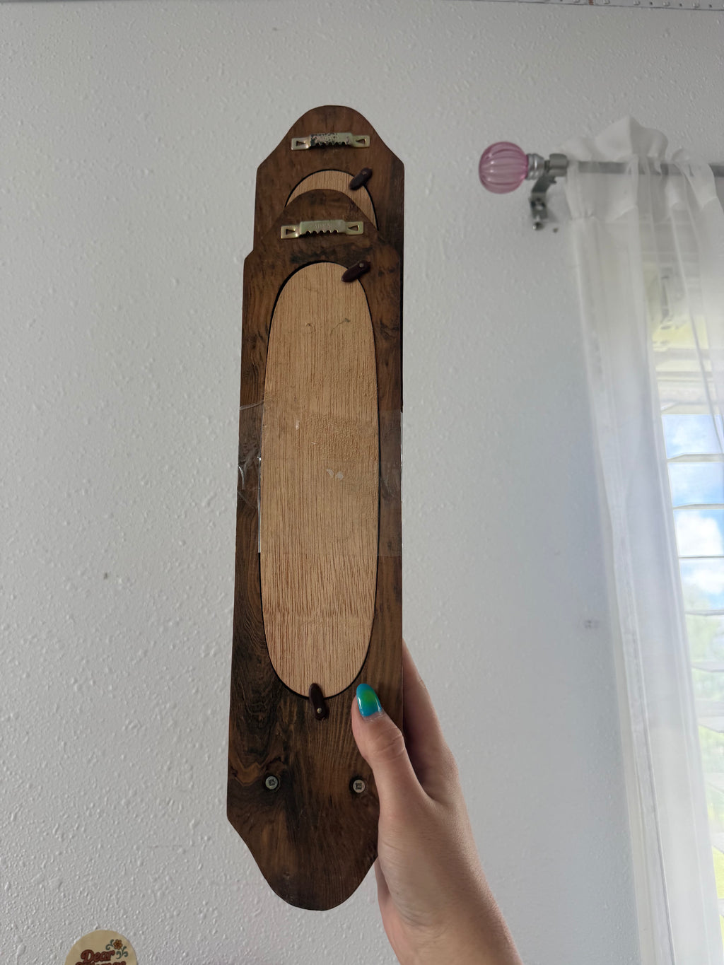 Antique Wooden Candle & Mirror Sconce Pair