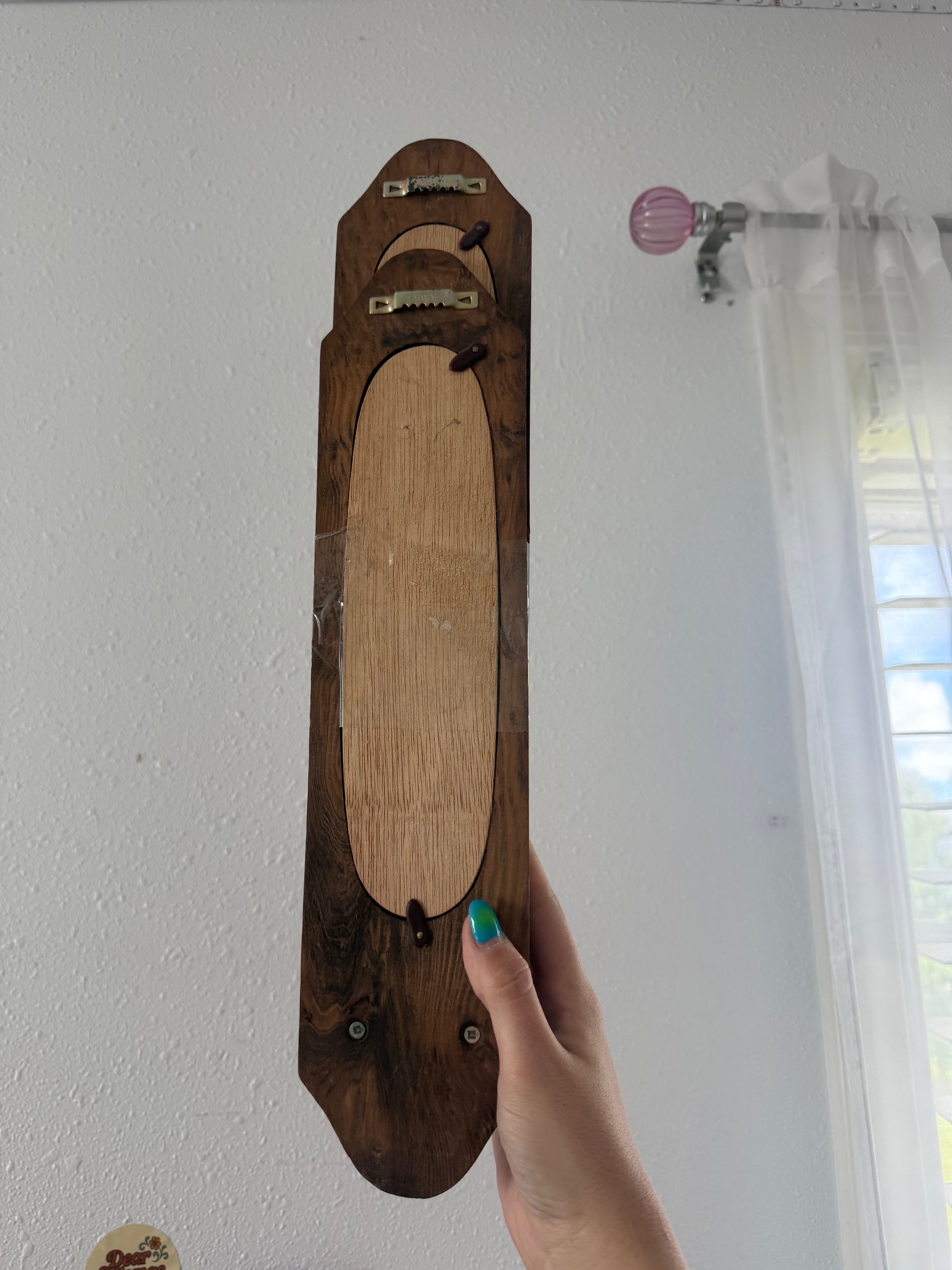 Antique Wooden Candle & Mirror Sconce Pair