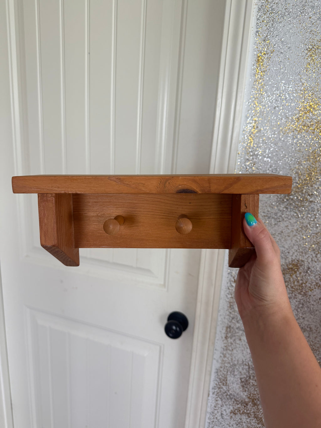 Antique Wooden Peg Shelf