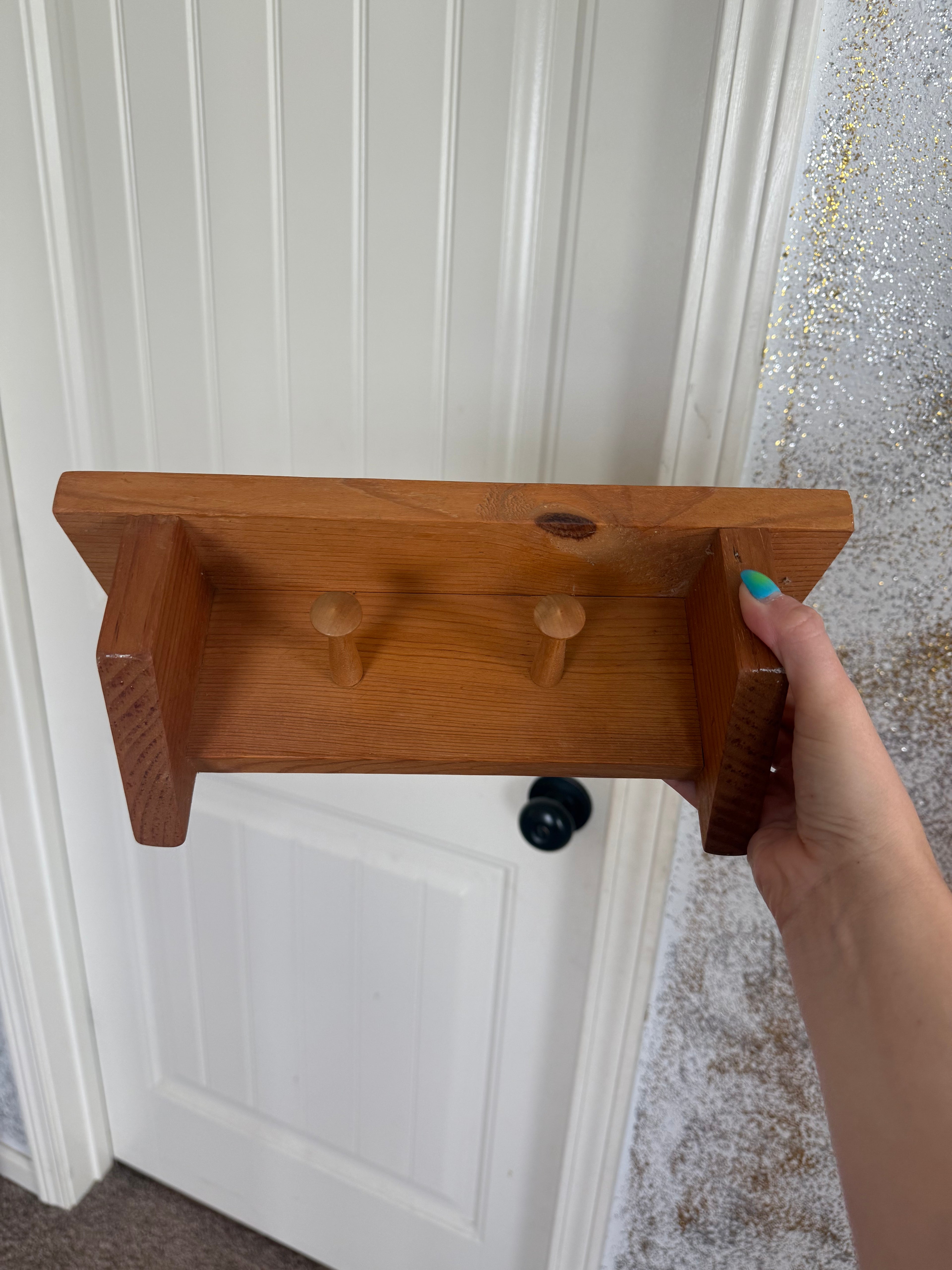 Antique Wooden Peg Shelf