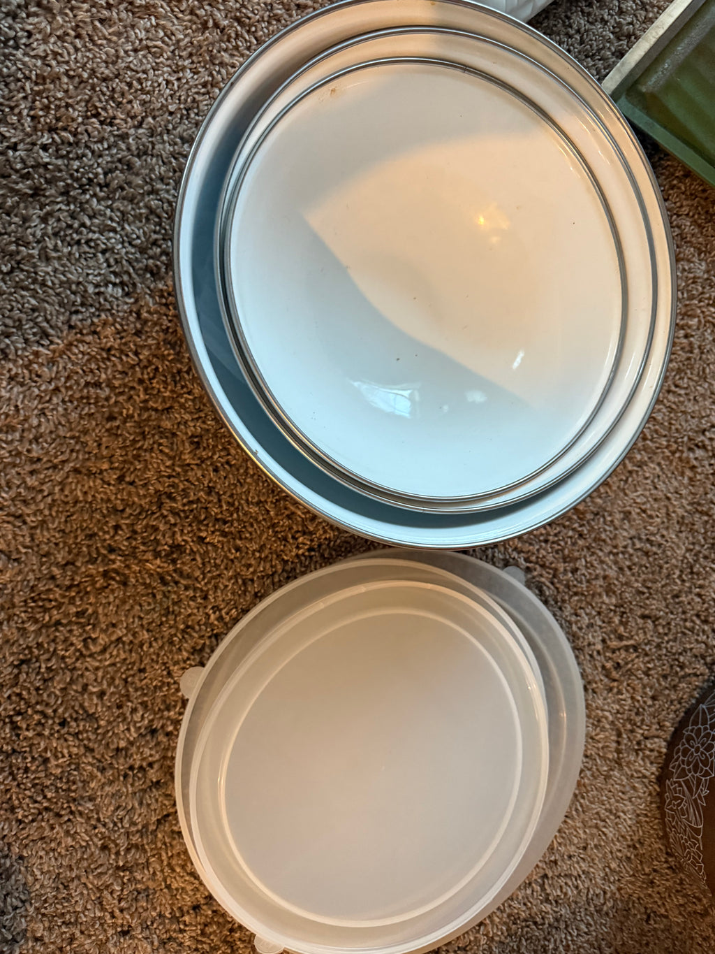 Vintage Blue Heart Enamelware Nesting Bowls with Lids