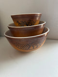 Antique Pyrex Old Orchard Mixing Bowl Set #401 #402 #403