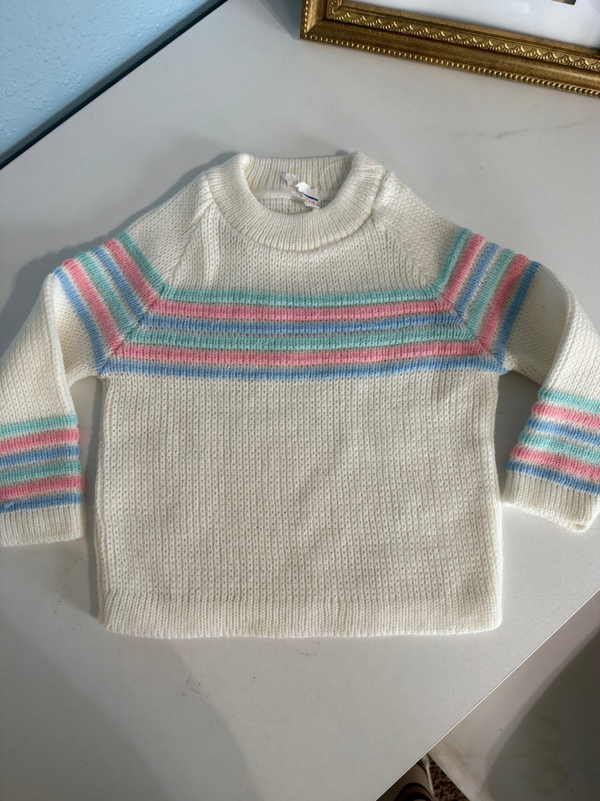 Vintage Pink and Blue Striped Sweater