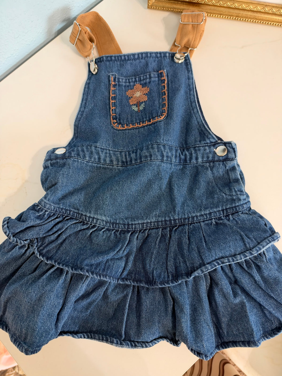 Y2K Overall Dress with Brown Details