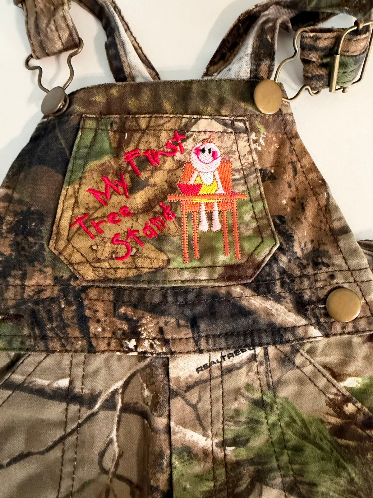 Vintage "My First Tree Stand" Camo Overalls