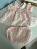 Vintage Pink and White Lace Frilly Set