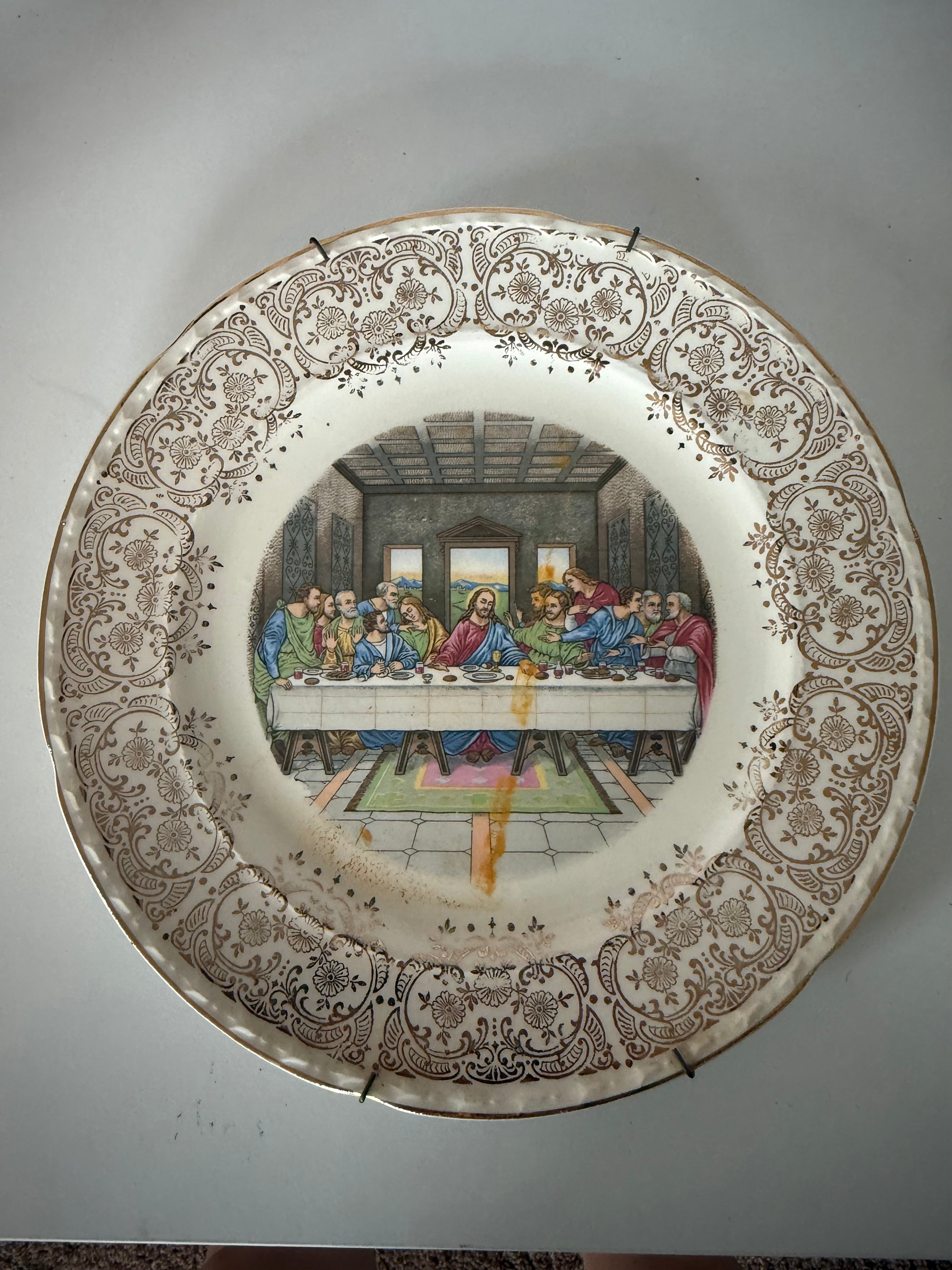 Antique Gold Trimmed "The Last Supper" Plate