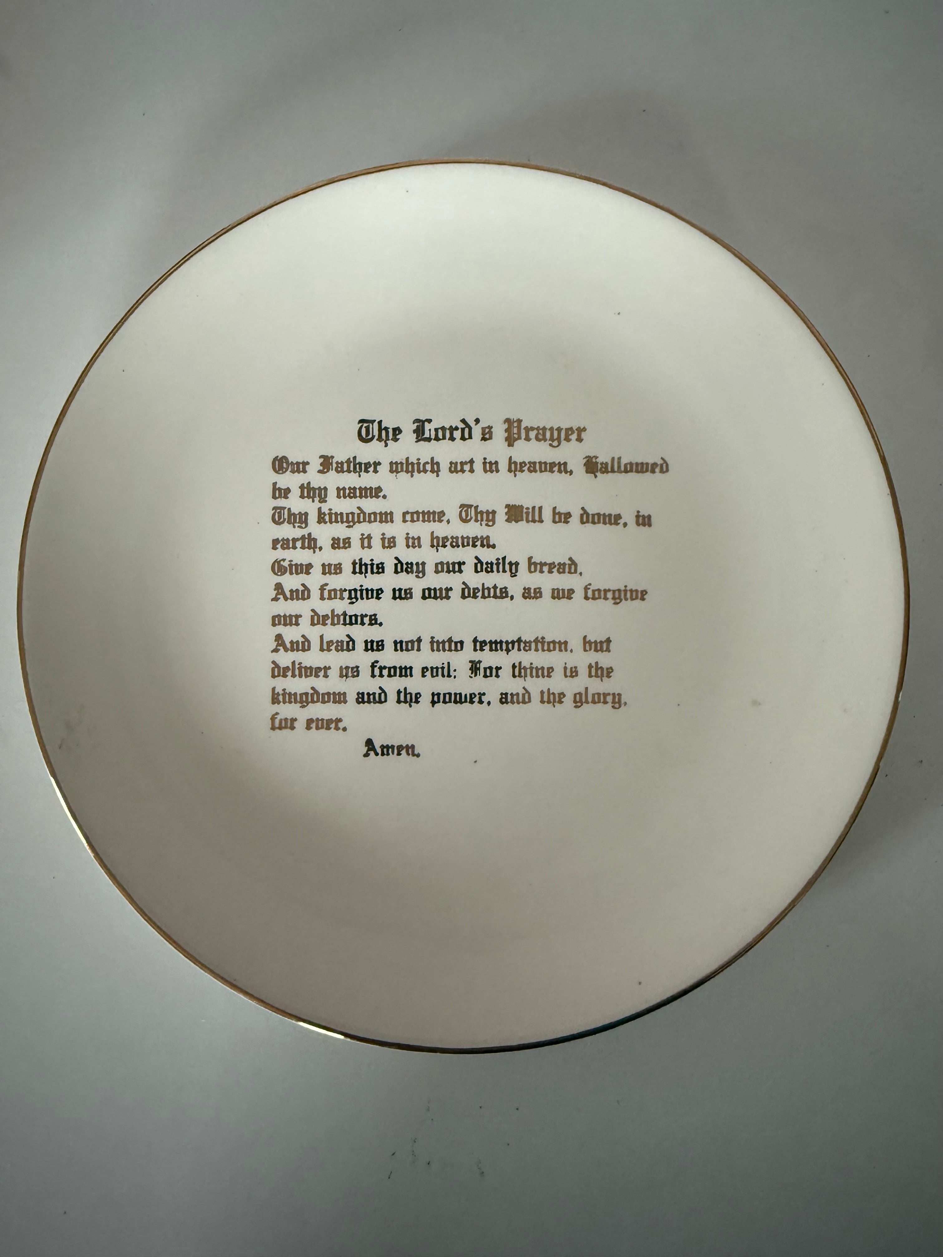 Antique Gold Trimmed "The Lords Prayer" Plate