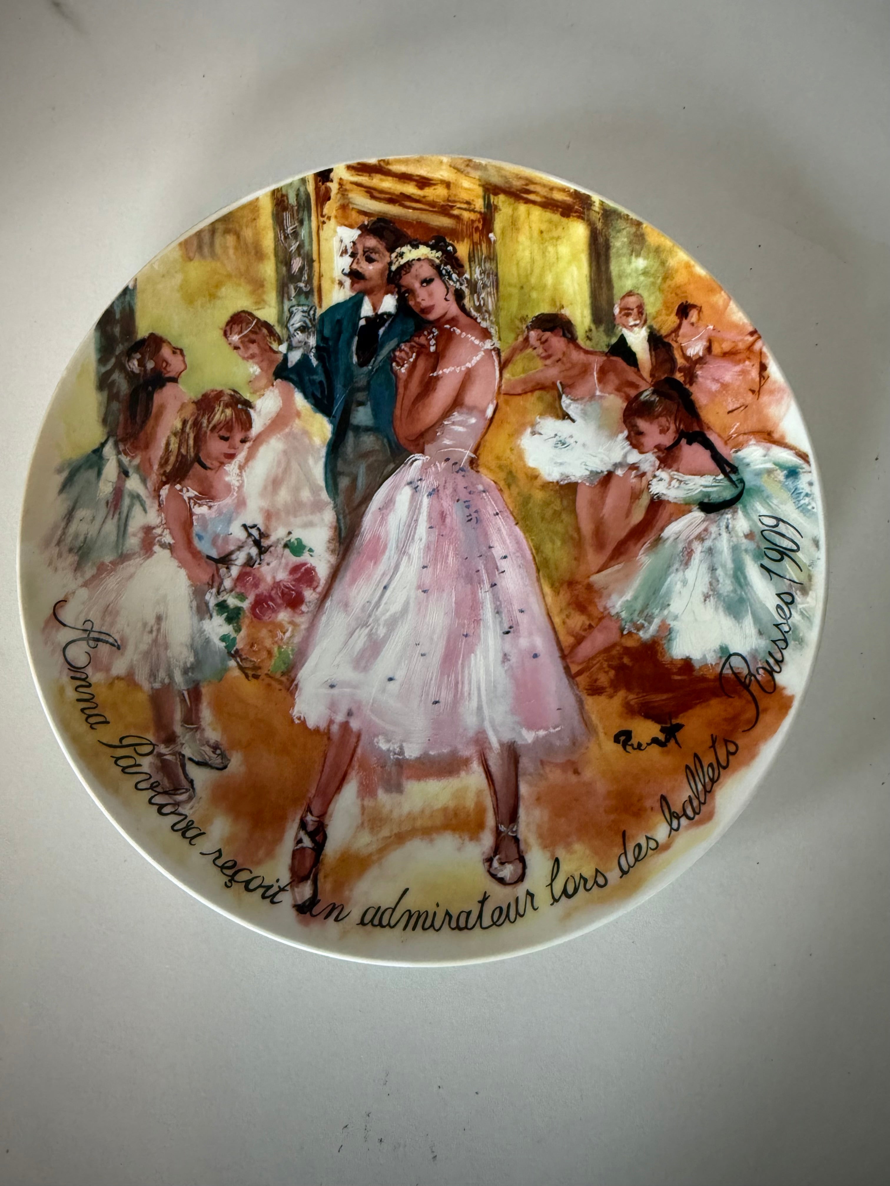 Vintage "Anna Pavlova" Porcelain Plate from Paris