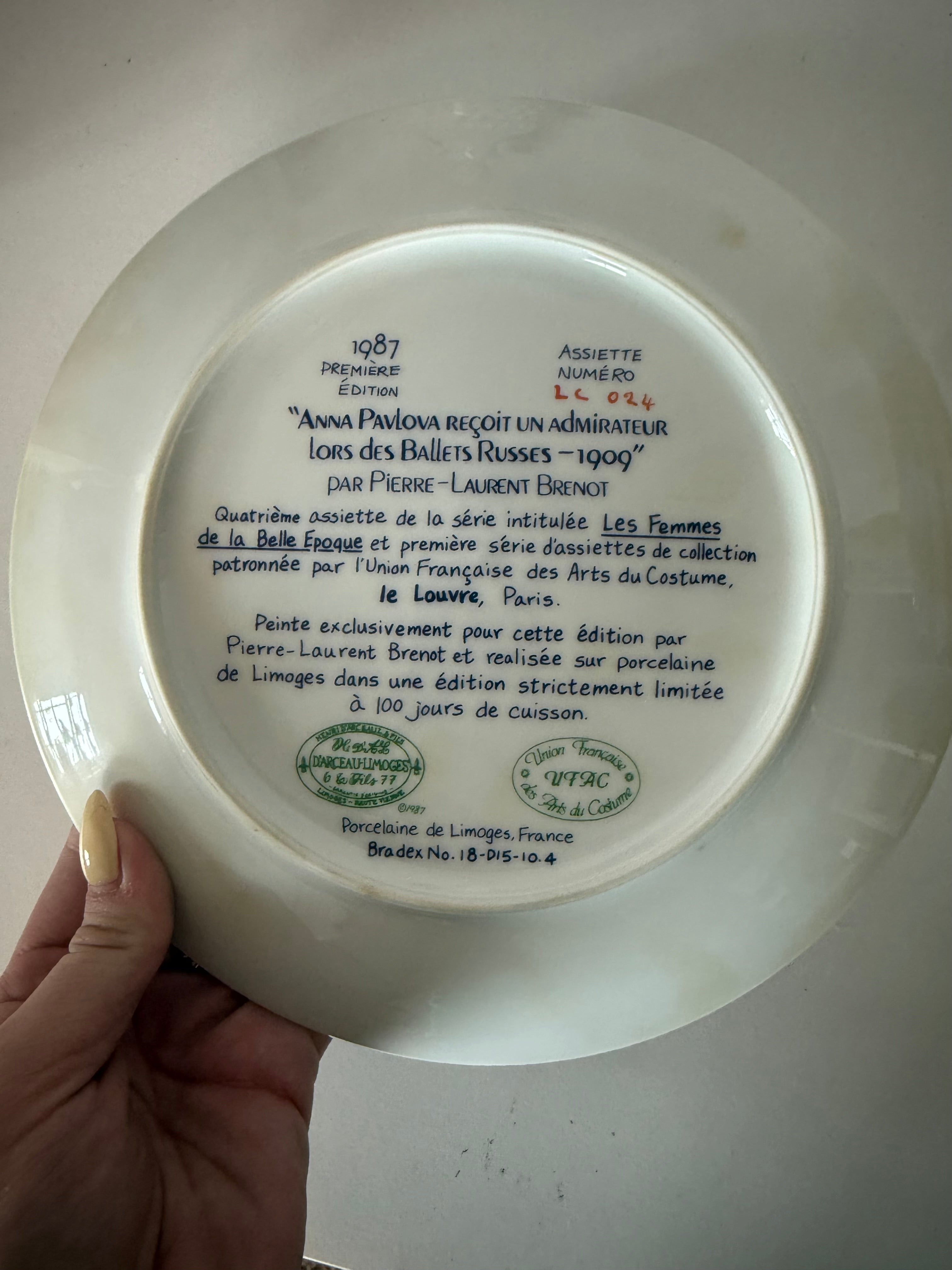 Vintage "Anna Pavlova" Porcelain Plate from Paris