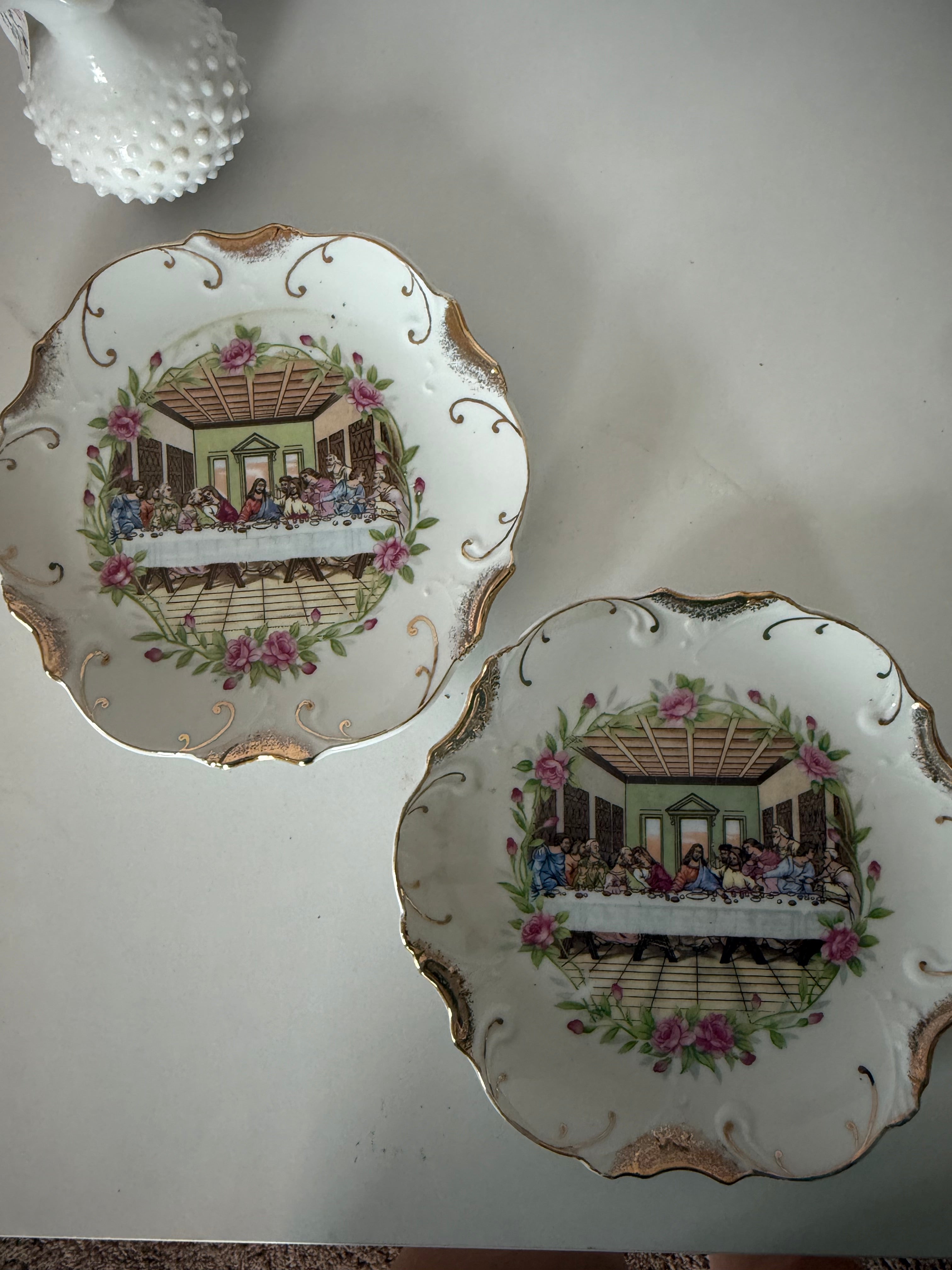 Antique 18k Gold Trimmed "The Last Supper" Salad Plate