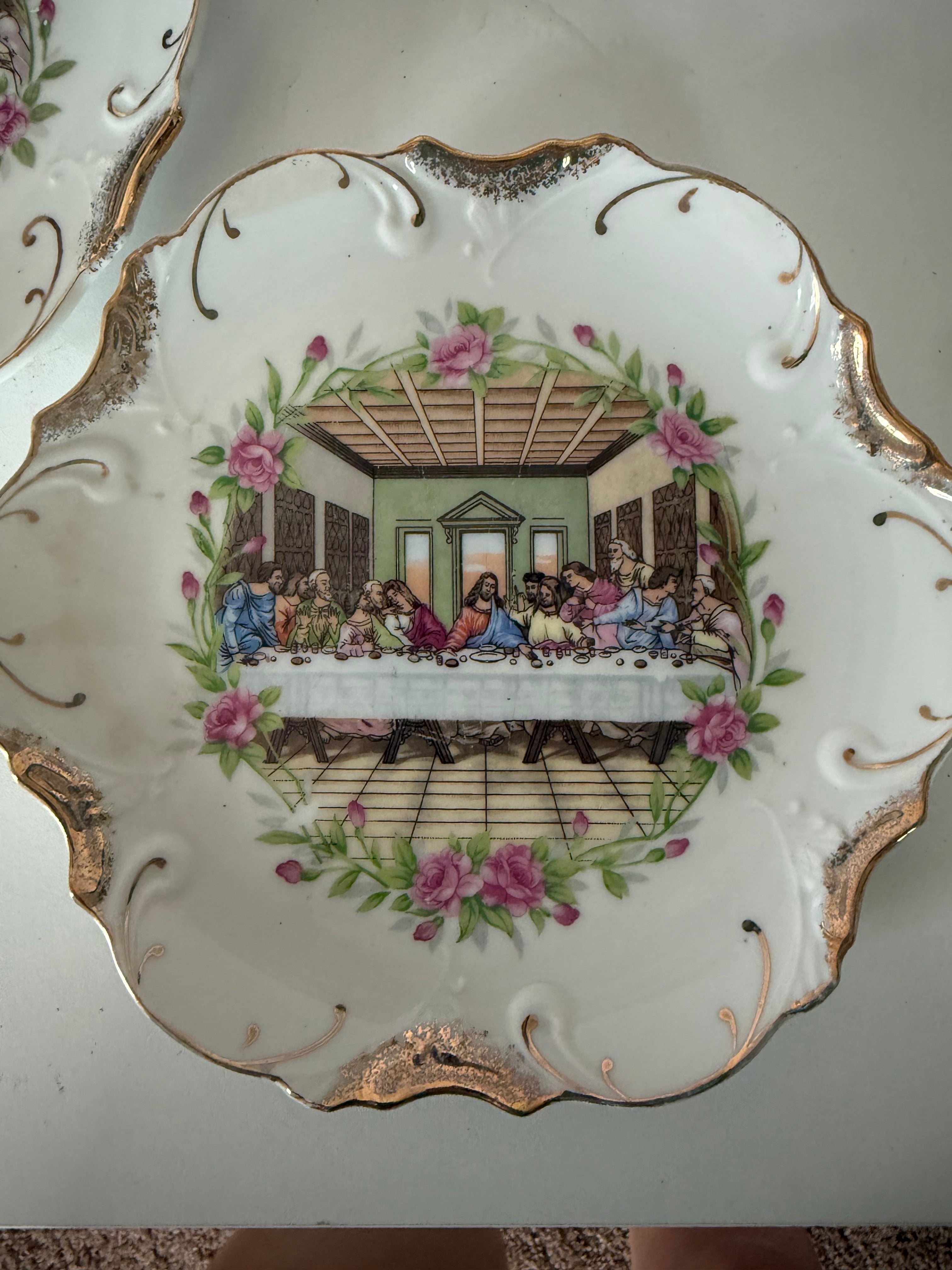 Antique 18k Gold Trimmed "The Last Supper" Salad Plate