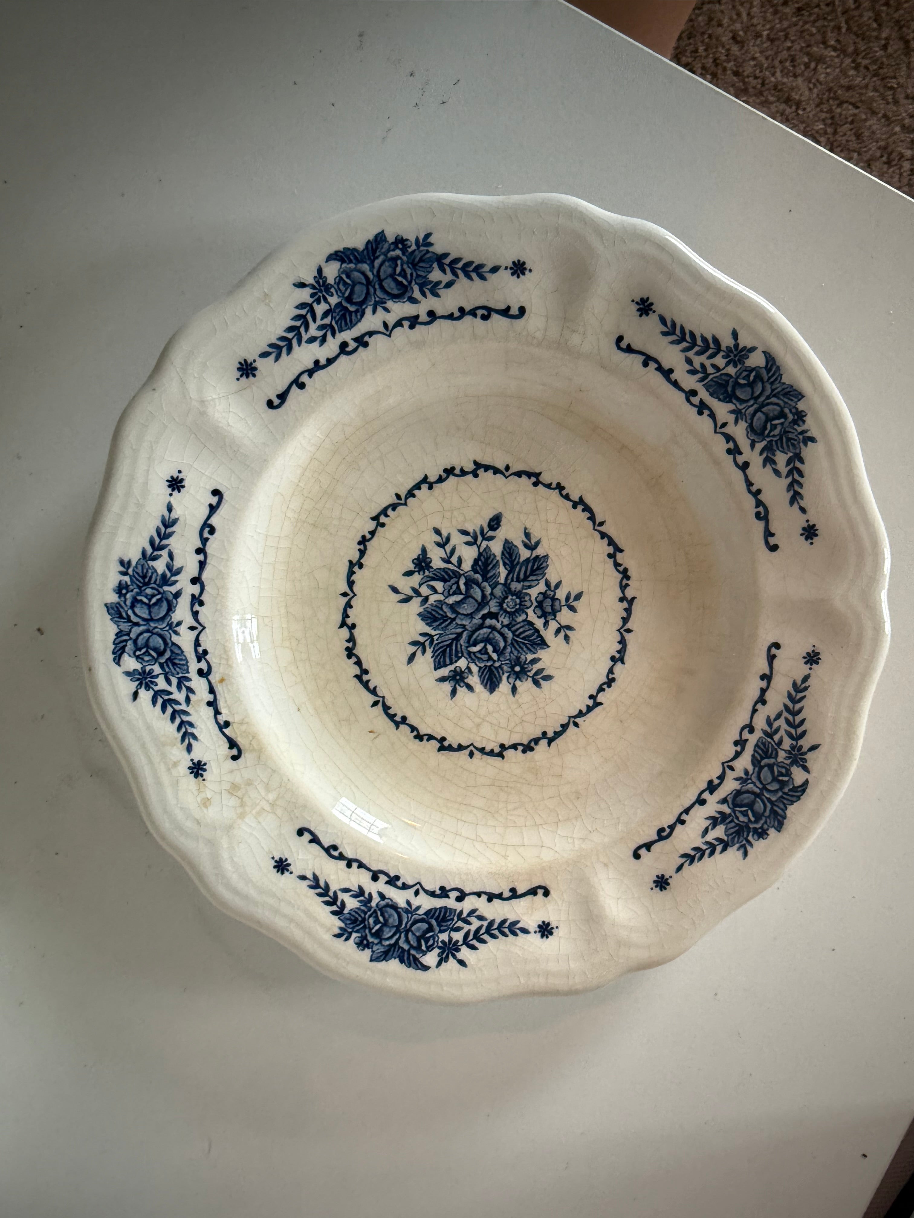 Antique Blue Floral Plate