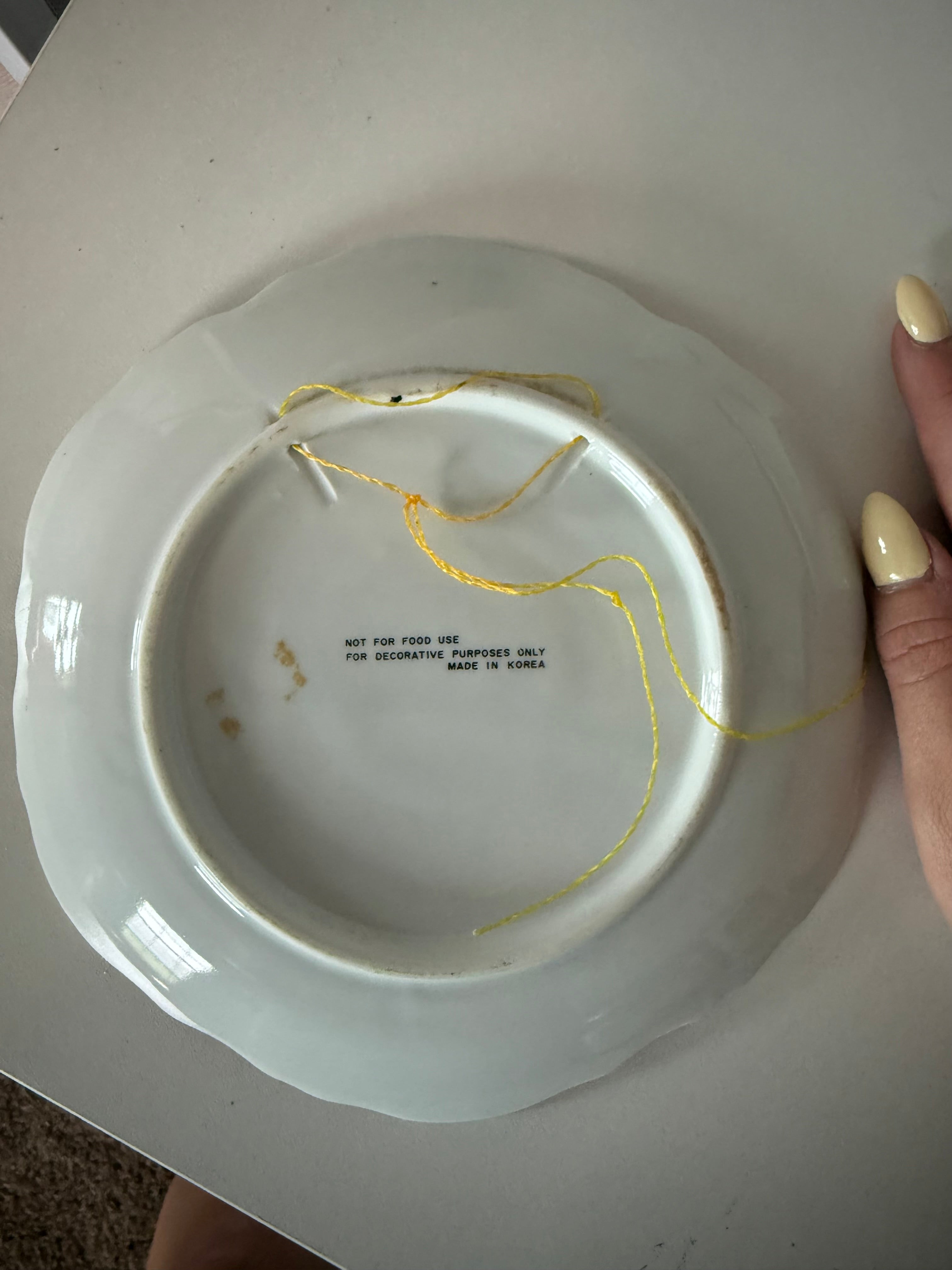 Antique "The Homestead in Winter" Gold Rimmed Plate