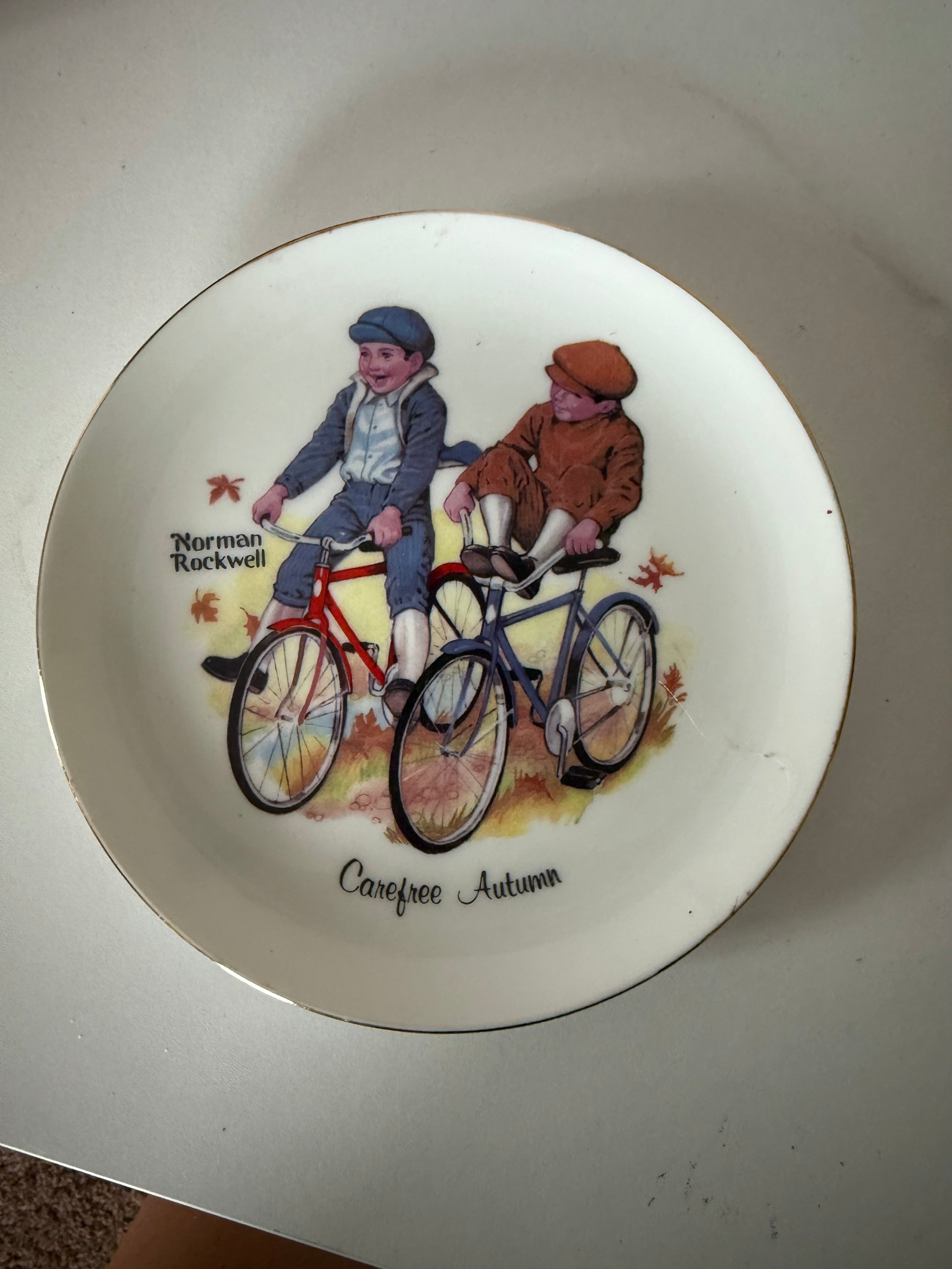 Vintage Norman Rockwell Seasons Plates Pair