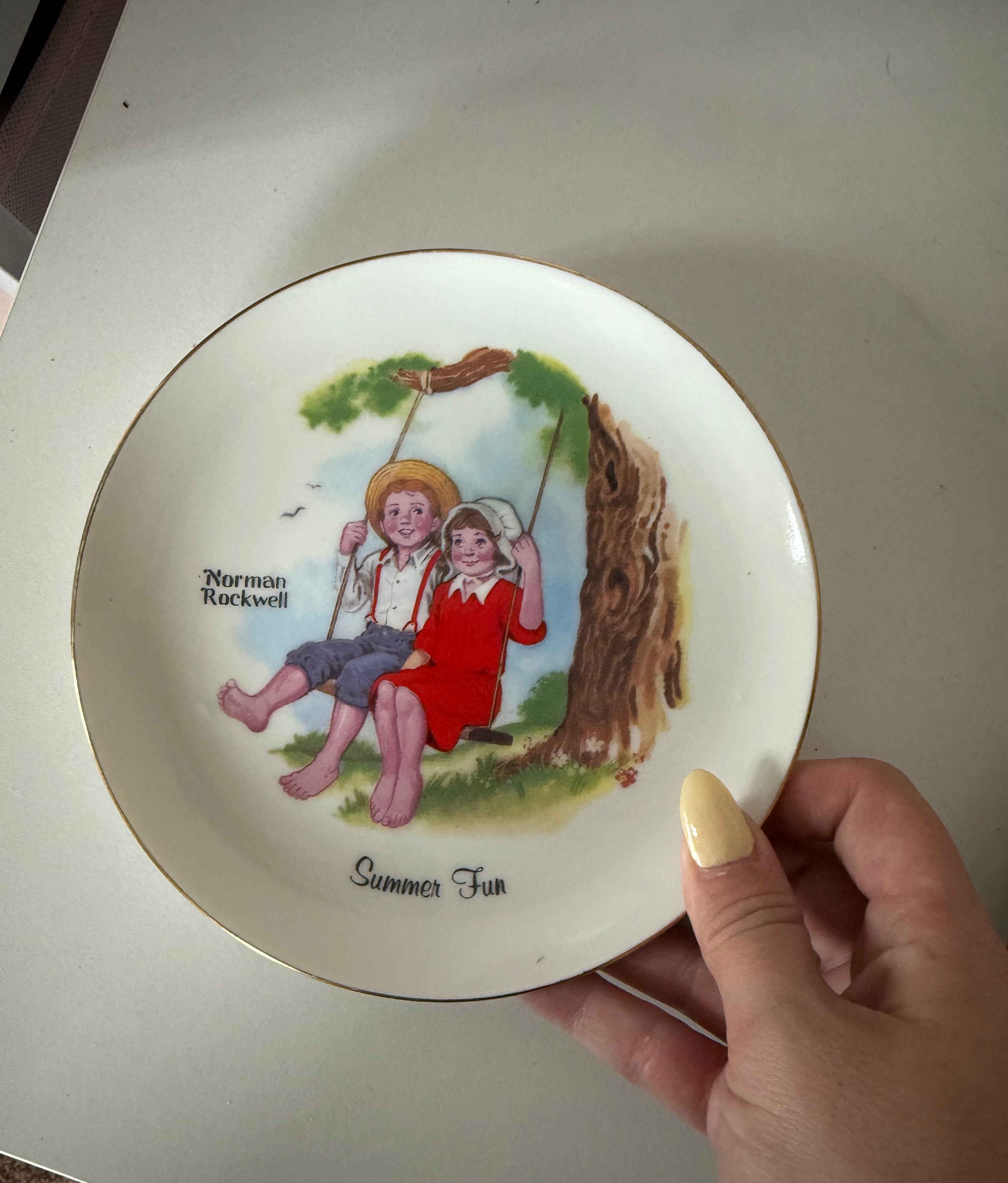 Vintage Norman Rockwell Seasons Plates Pair