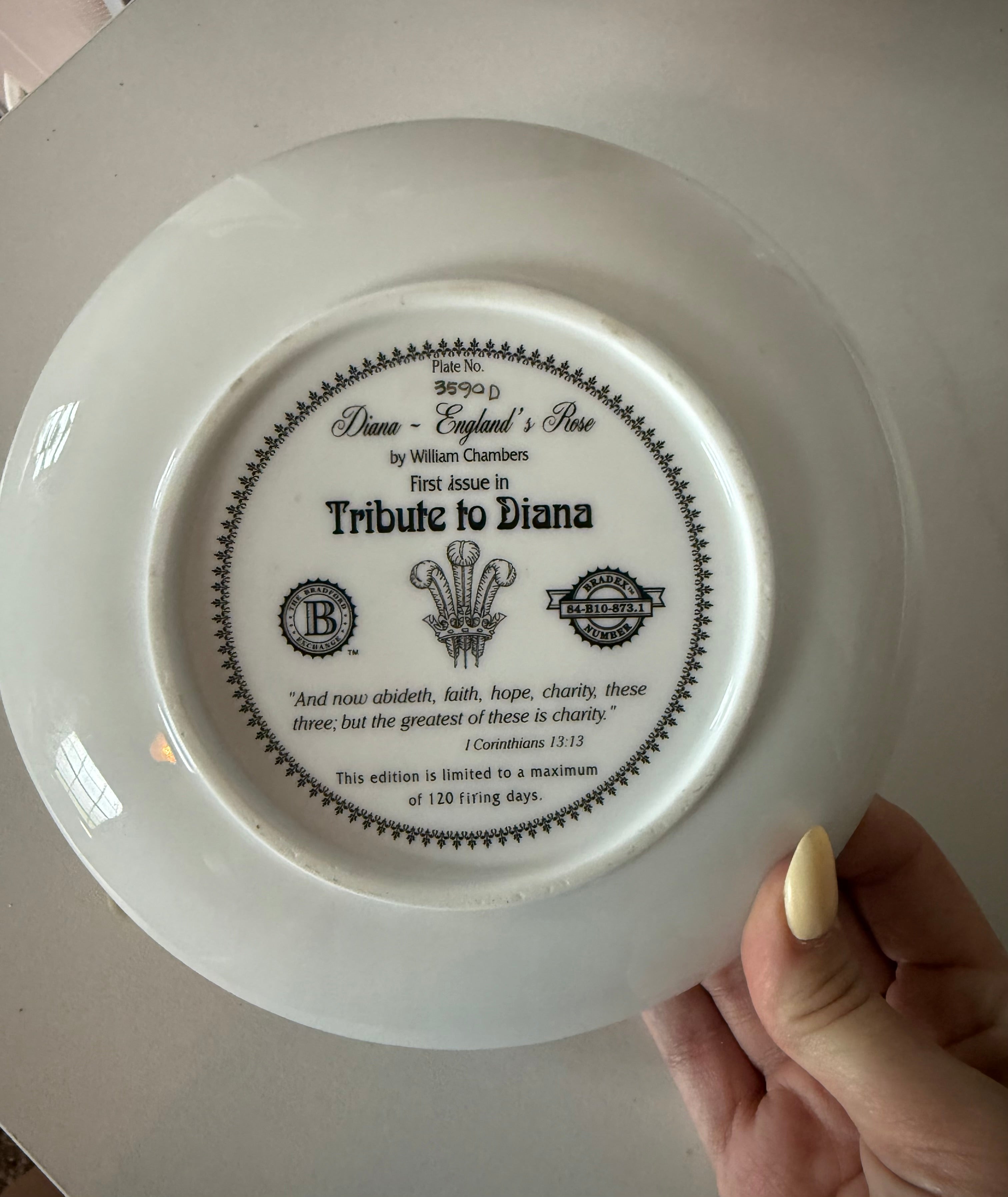 Vintage First Edition Collectible Princess Diana Rose Plate