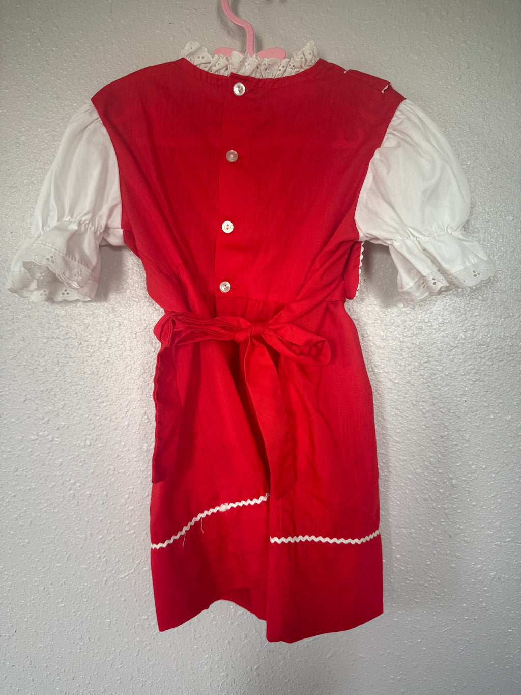 Vintage Polly Flinders Red Smocked Dress