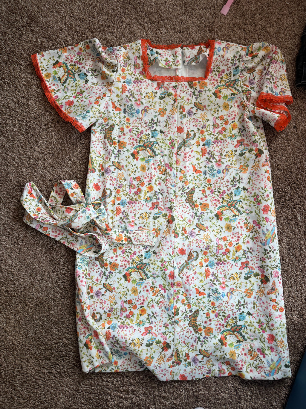 Floral Butterfly 1970's Dress