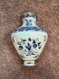 Antique Blue Floral Hanging Wall Vase