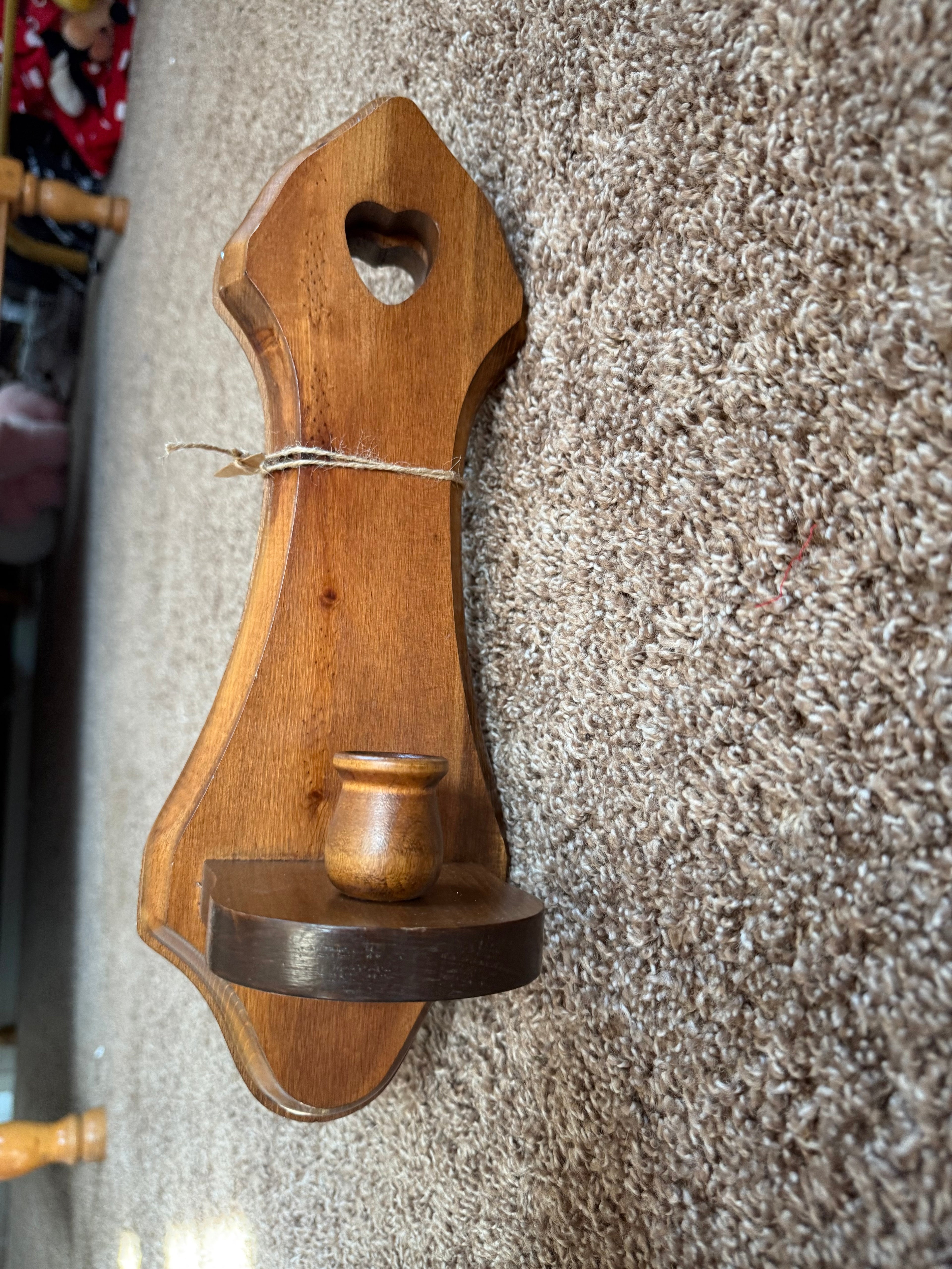 Wooden Cottagecore Heart Sconce Pair