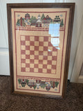 Vintage Needlepoint School Framed Checkerboard