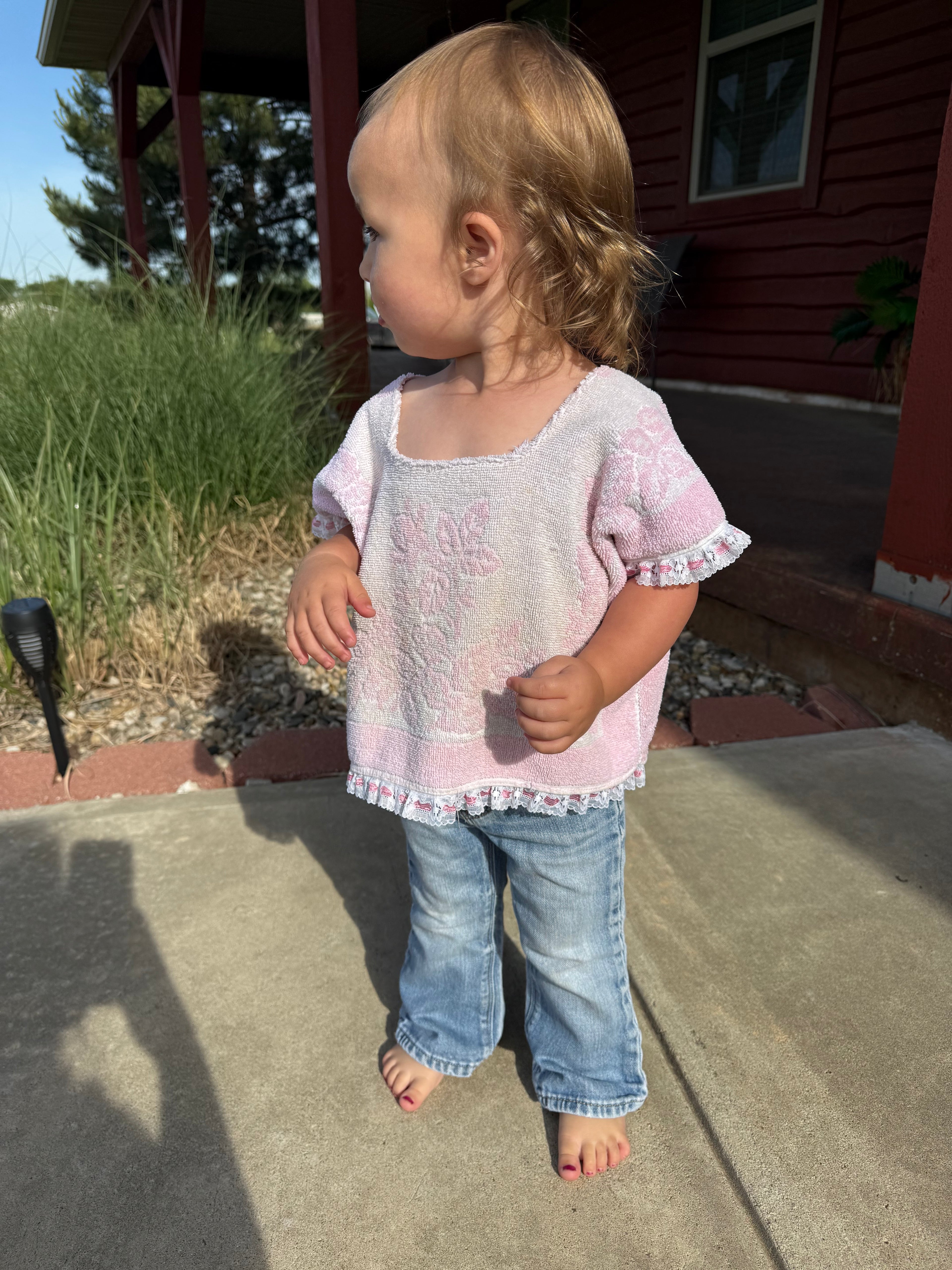 Upcycled Vintage Pink Towel Top